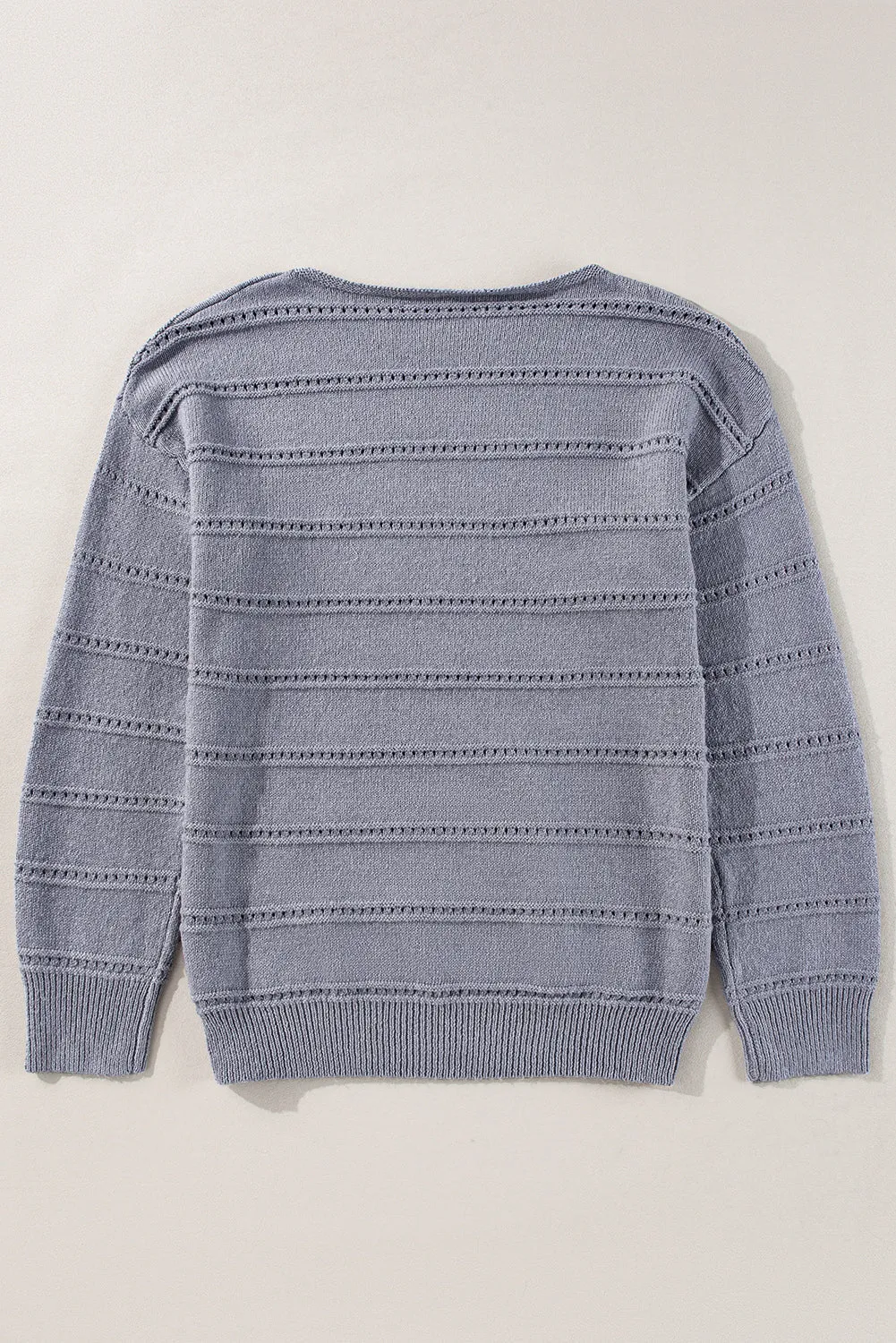 KaleaBoutique Boat Neck Drop Shoulder Pointelle Knit Sweater