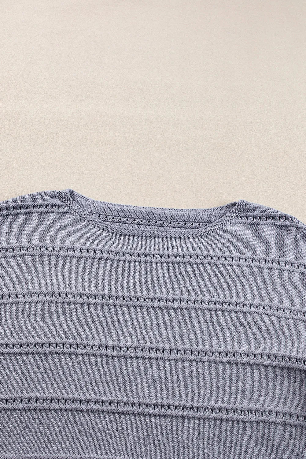 KaleaBoutique Boat Neck Drop Shoulder Pointelle Knit Sweater