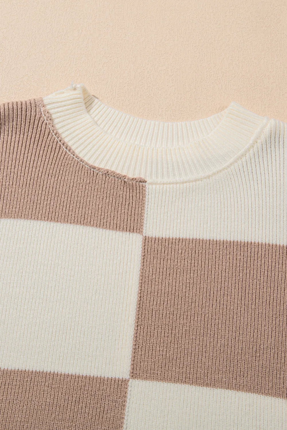 KaleaBoutique Checkered Side Slits Drop Shoulder Oversized Sweater