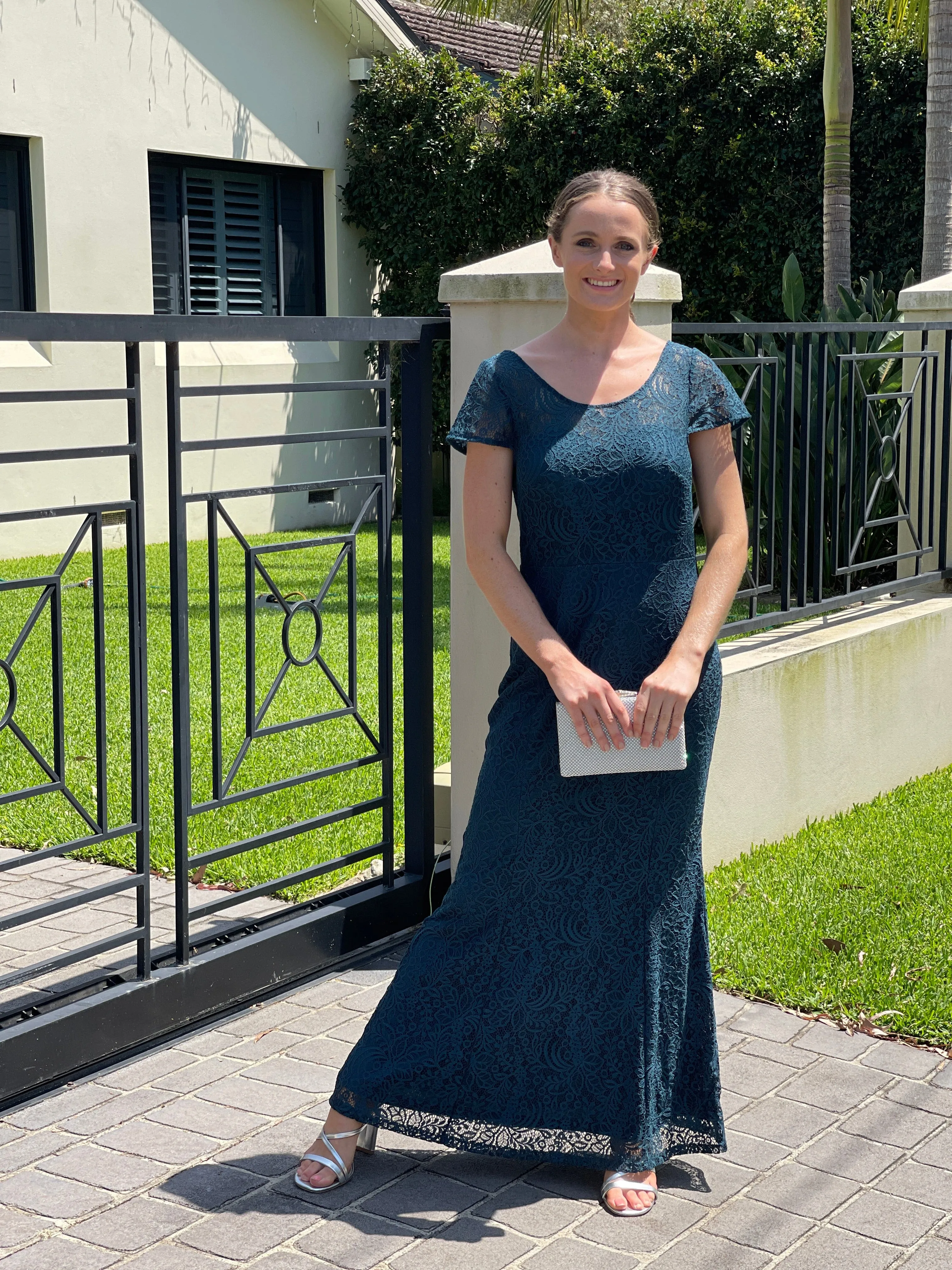 Kiel Emerald Stretch Lace Gown