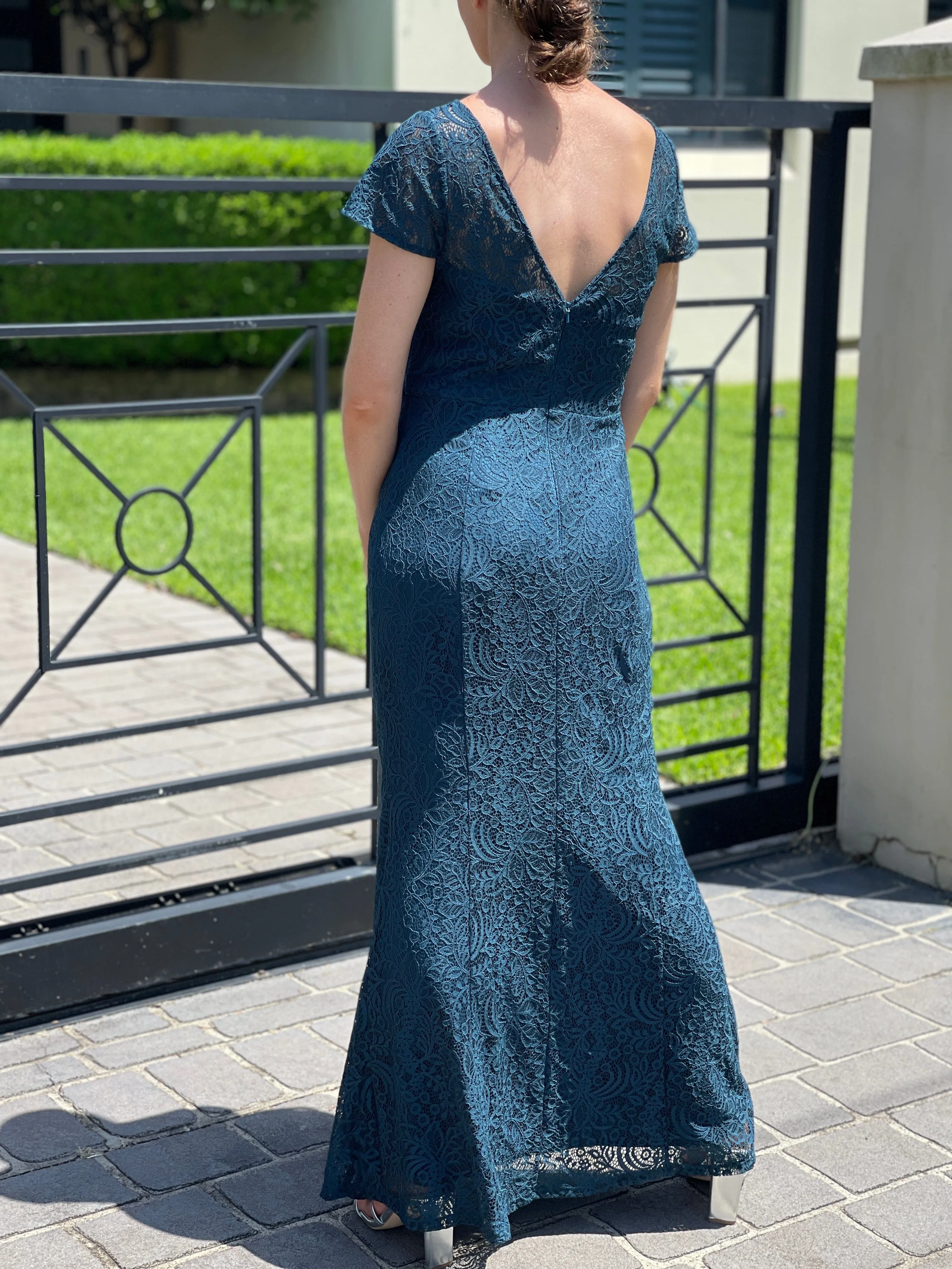 Kiel Emerald Stretch Lace Gown