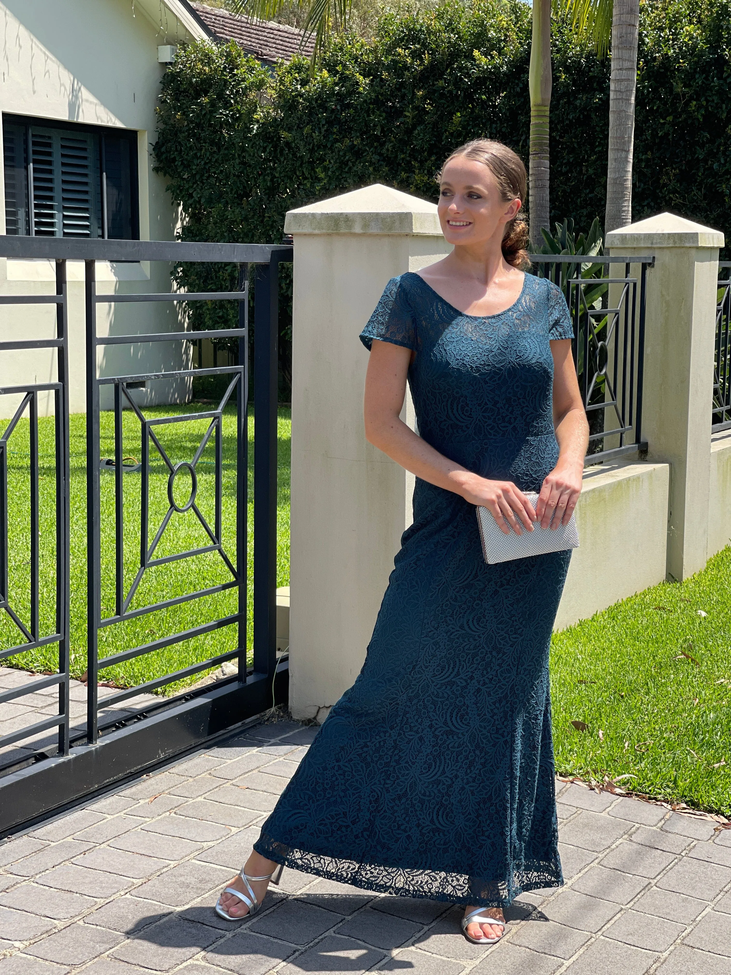 Kiel Emerald Stretch Lace Gown