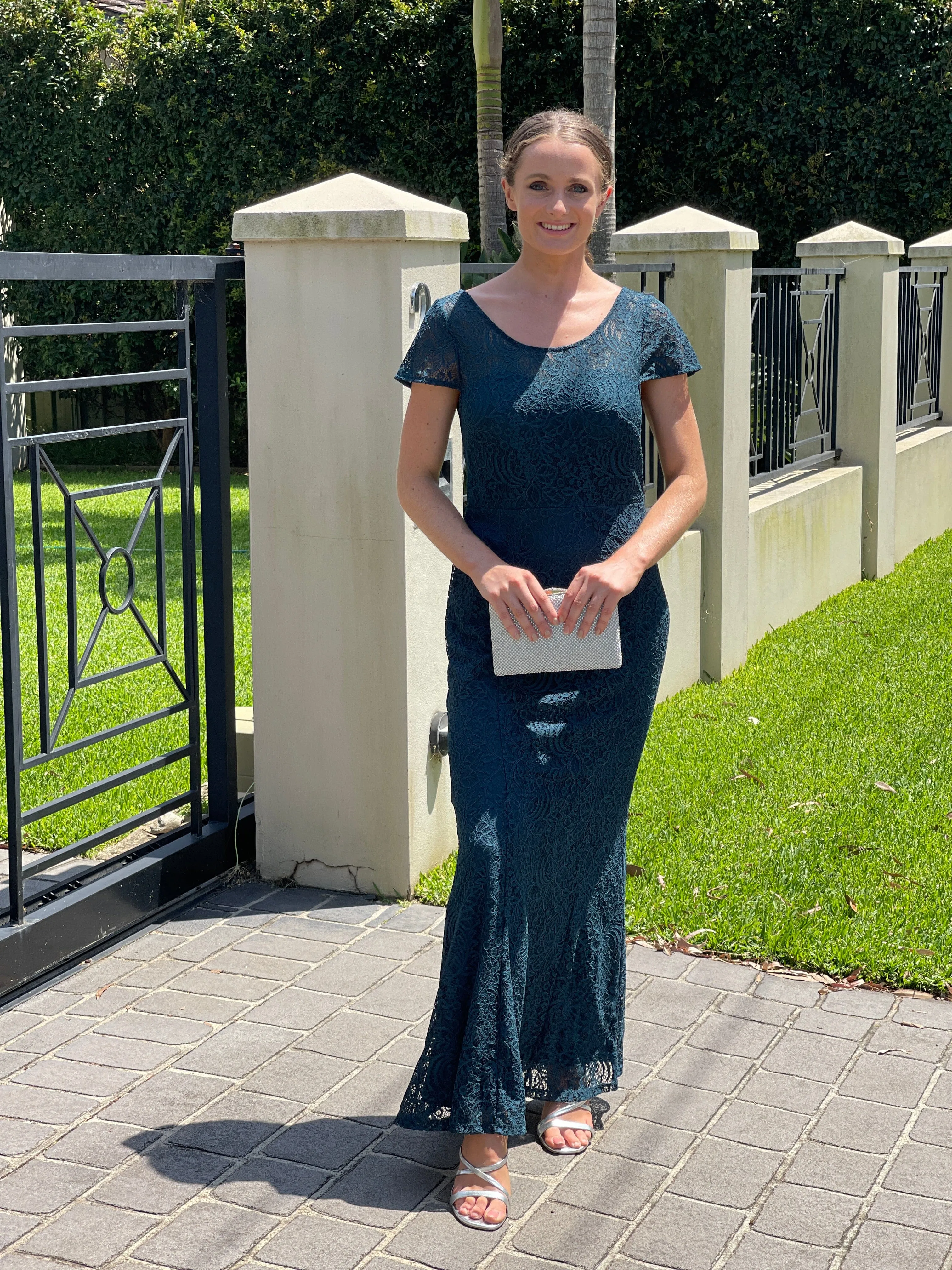 Kiel Emerald Stretch Lace Gown