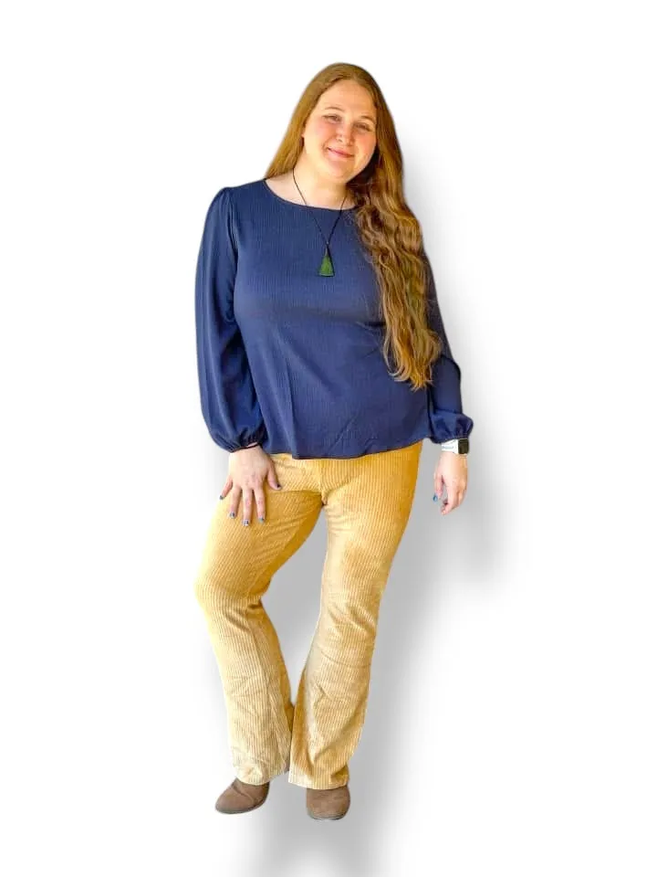 Kylie - Solid Curry Tan Stretch Cord