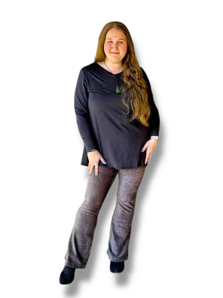 Kylie - Solid Pavement Charcoal Stretch Cord