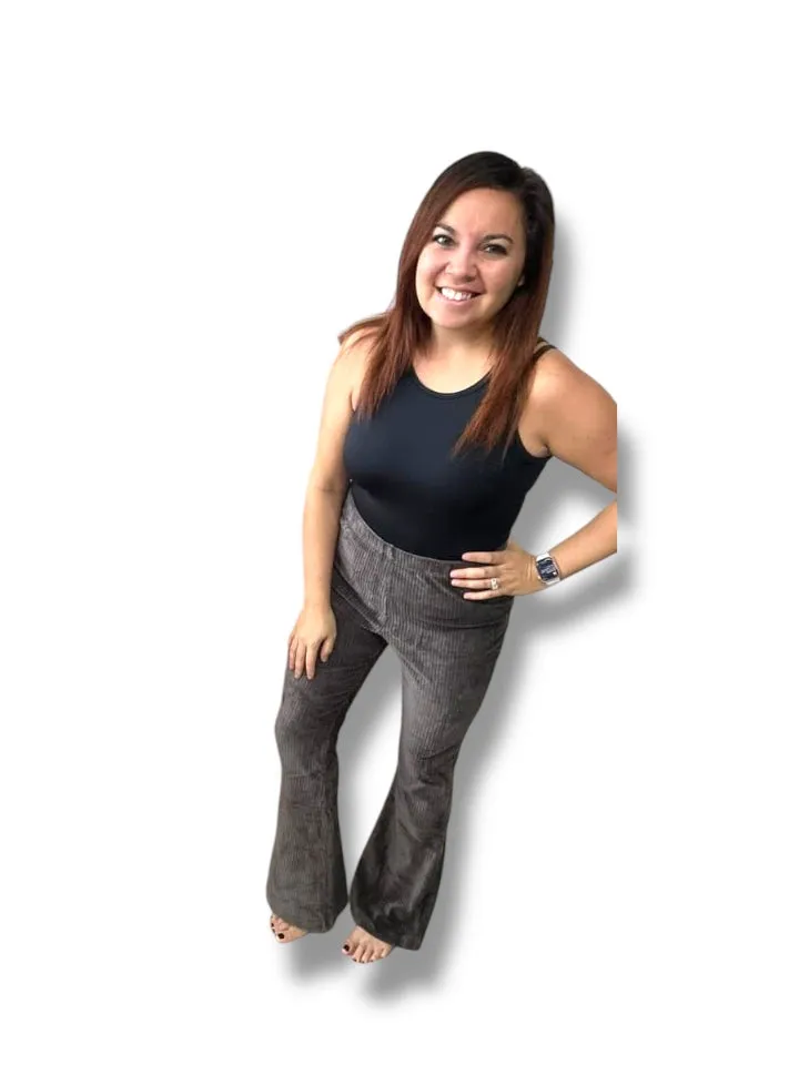 Kylie - Solid Pavement Charcoal Stretch Cord