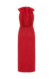 Labeca London Red Laura Goji Linen Halterneck Dress UK S