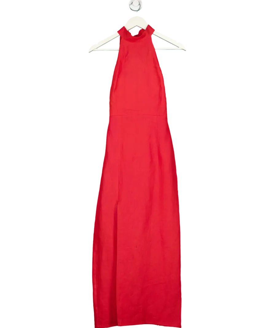 Labeca London Red Laura Goji Linen Halterneck Dress UK S