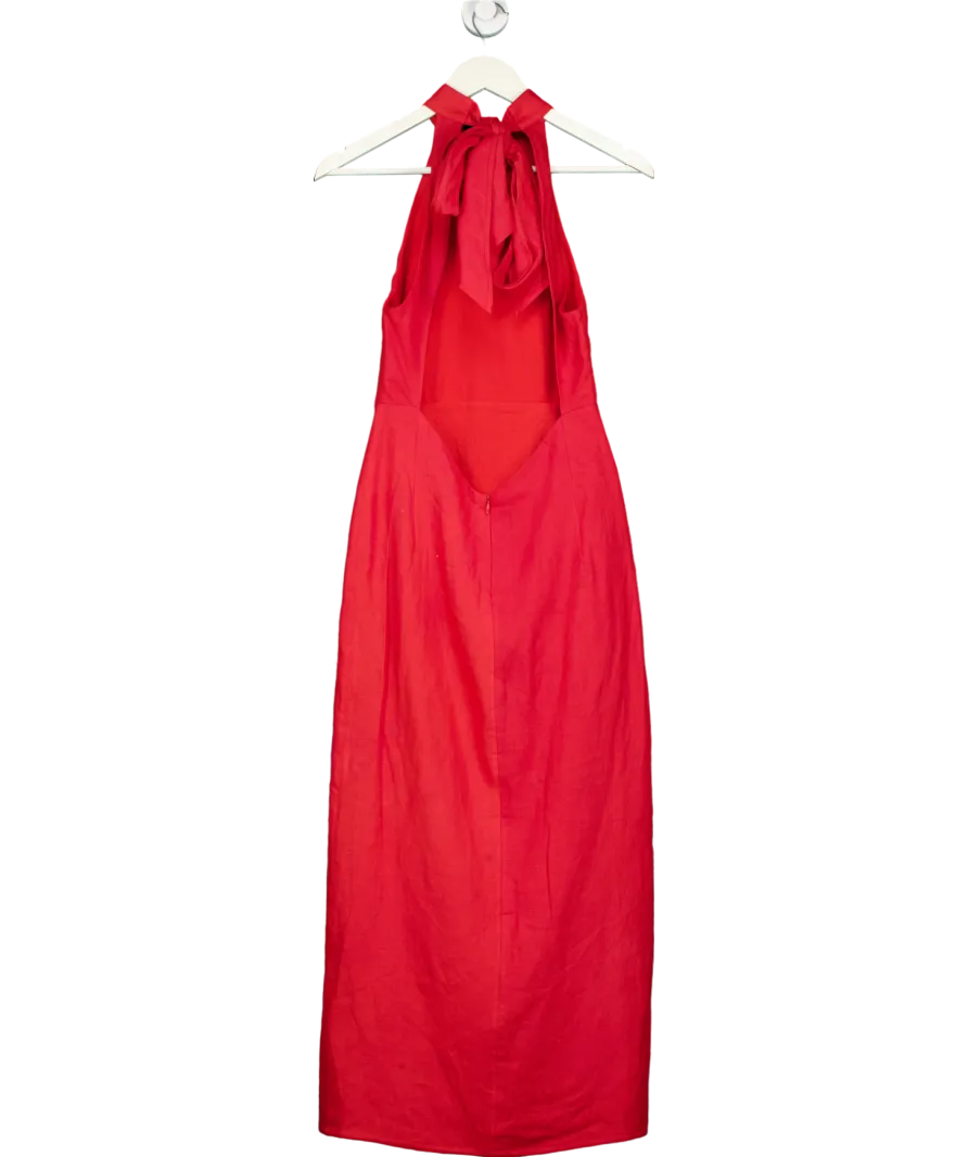 Labeca London Red Laura Goji Linen Halterneck Dress UK S