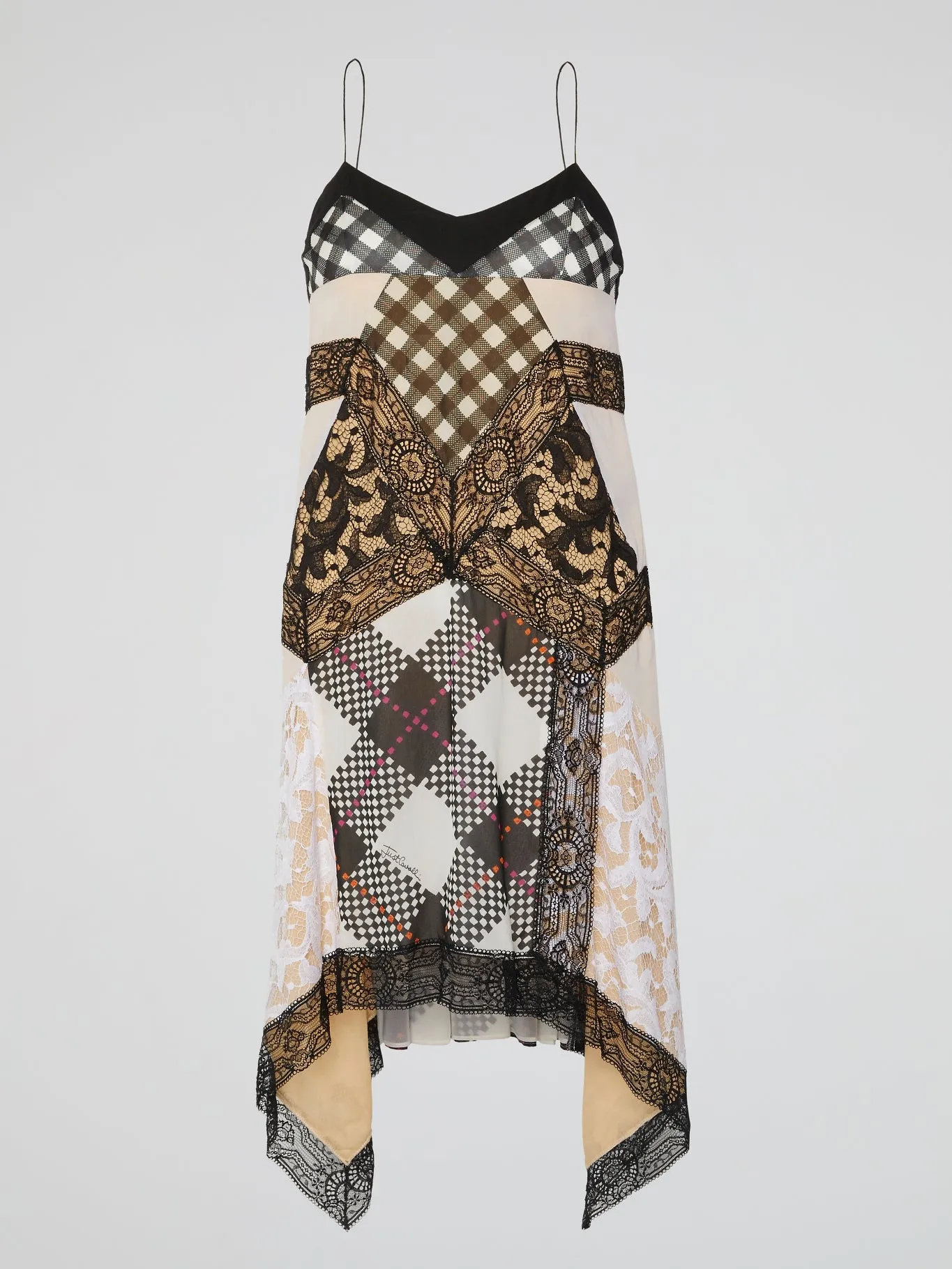 Lace Panelled Check Dress