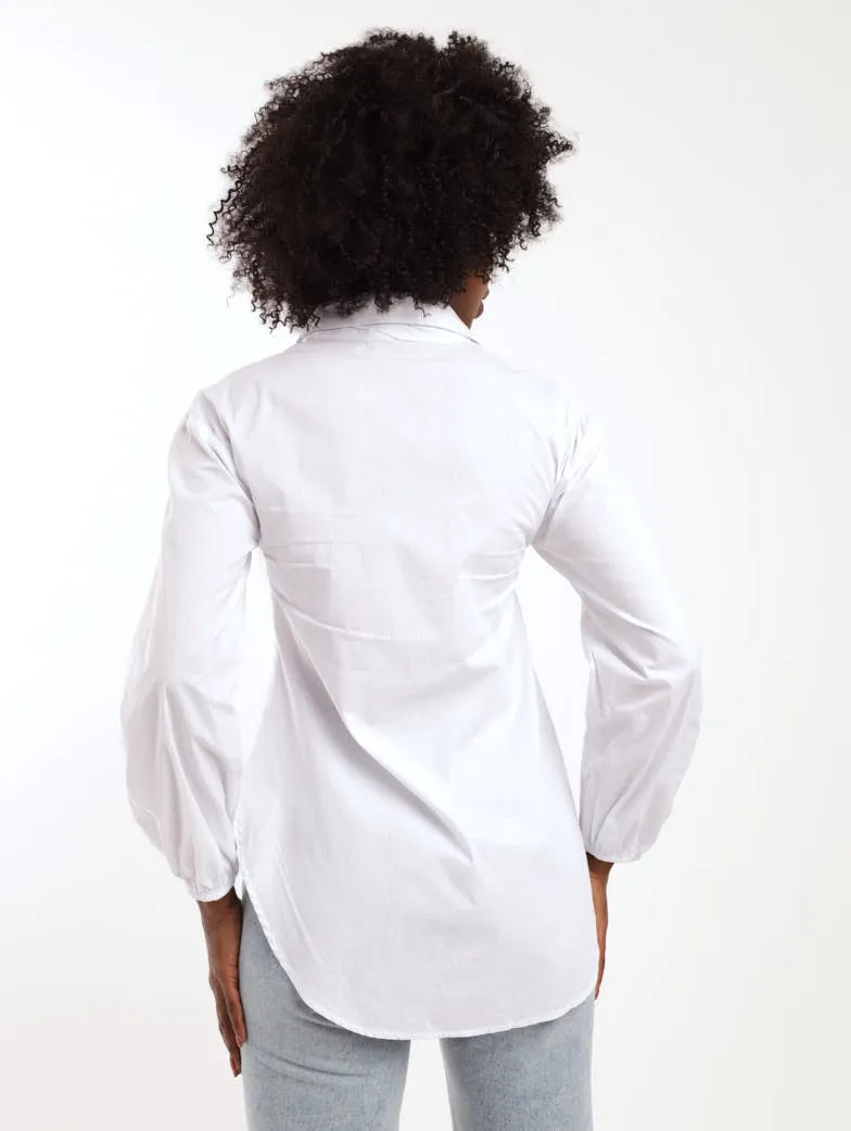 Ladies Crop Boxy Shirt - White