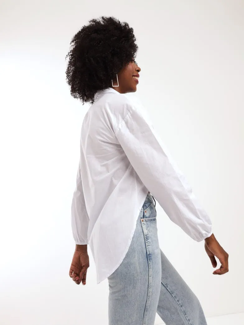 Ladies Crop Boxy Shirt - White
