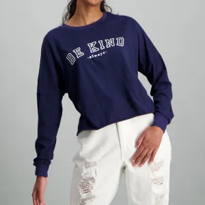 Ladies-Striped Sleeve Boxy Pullover