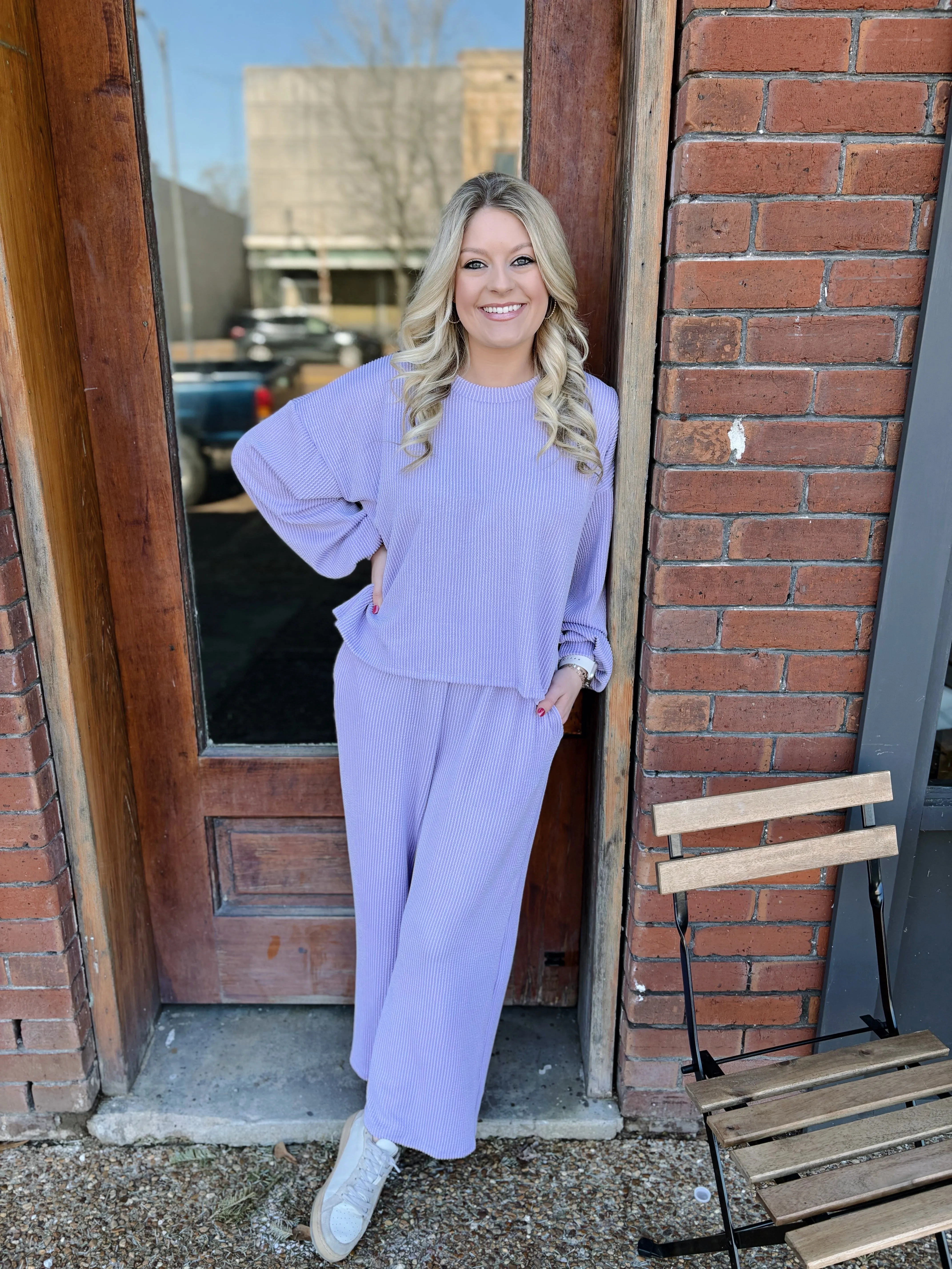 Lavender Take Me Back Ribbed Pants