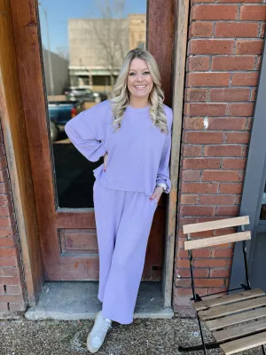 Lavender Take Me Back Ribbed Pants
