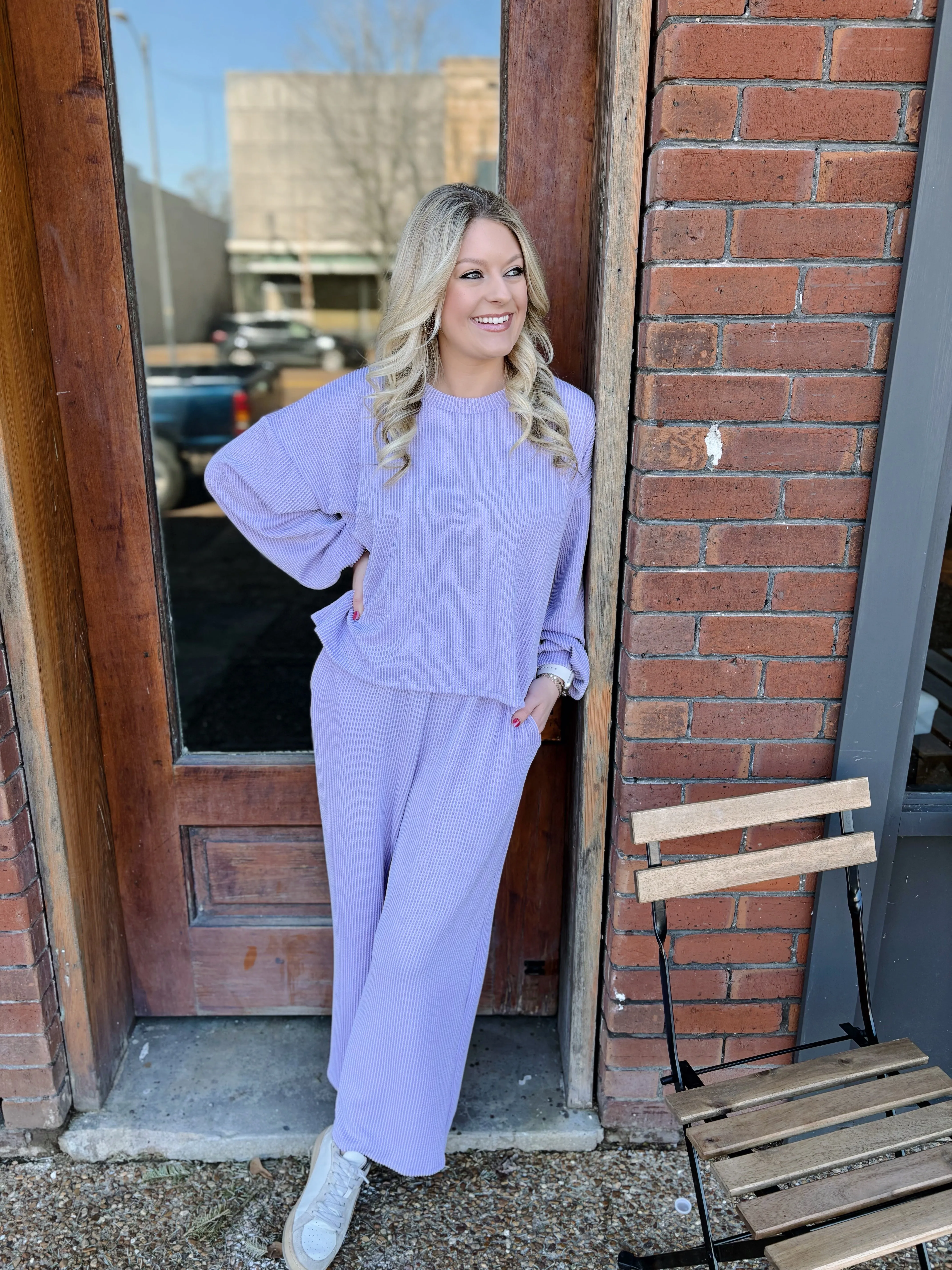 Lavender Take Me Back Ribbed Pants