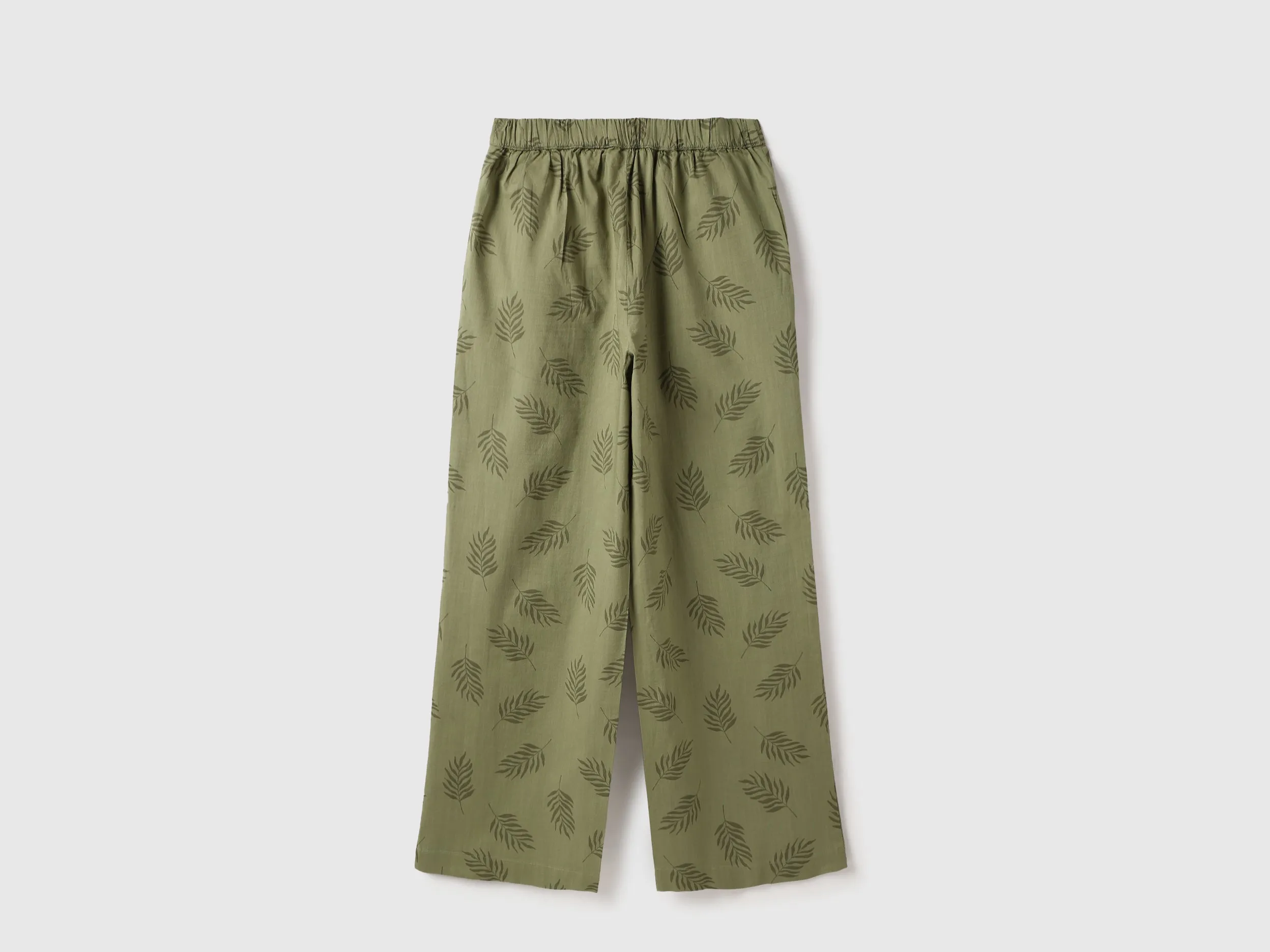 Leaf Print Wide Leg Flared Pants