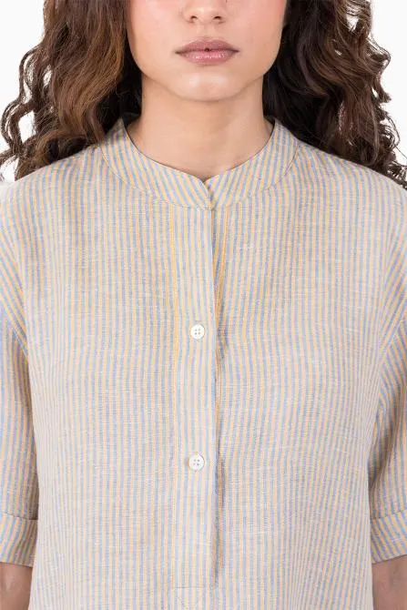Linen Rosette Dress-Swirly Green
