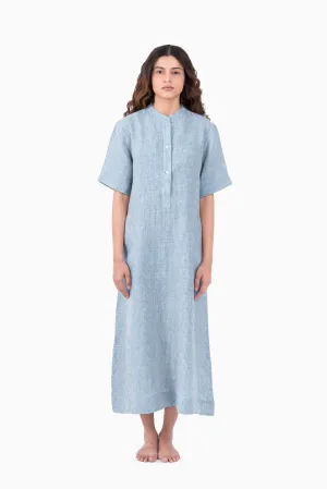 Linen Rosette Dress-Swirly Green