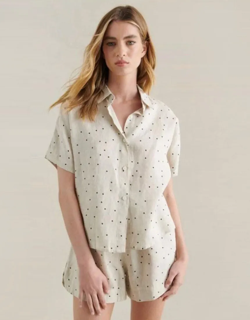 Little Lies Polka Dot Shirt - Natural