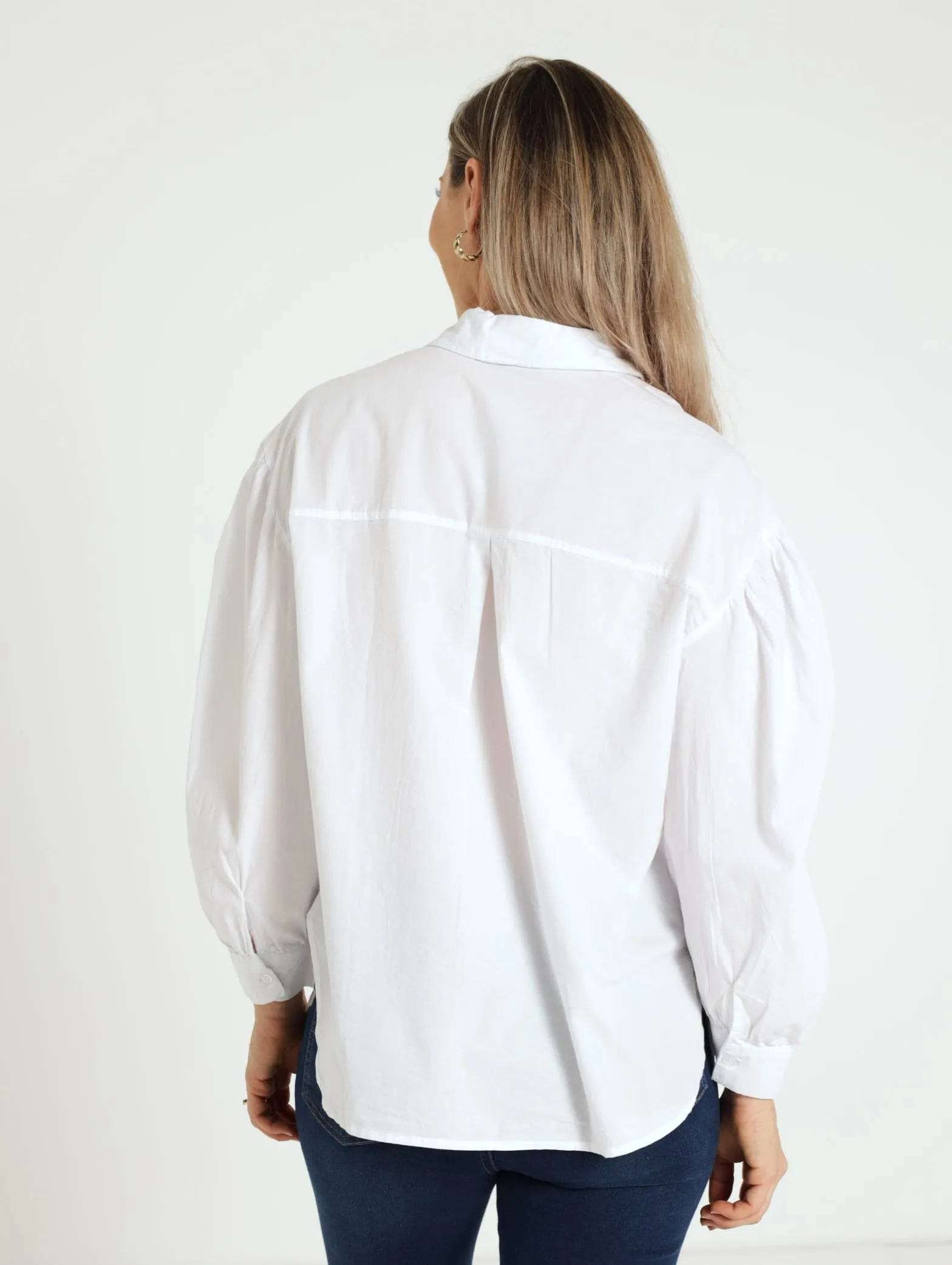 Long Sleeve Romantic Poplin Shirt - Bright White