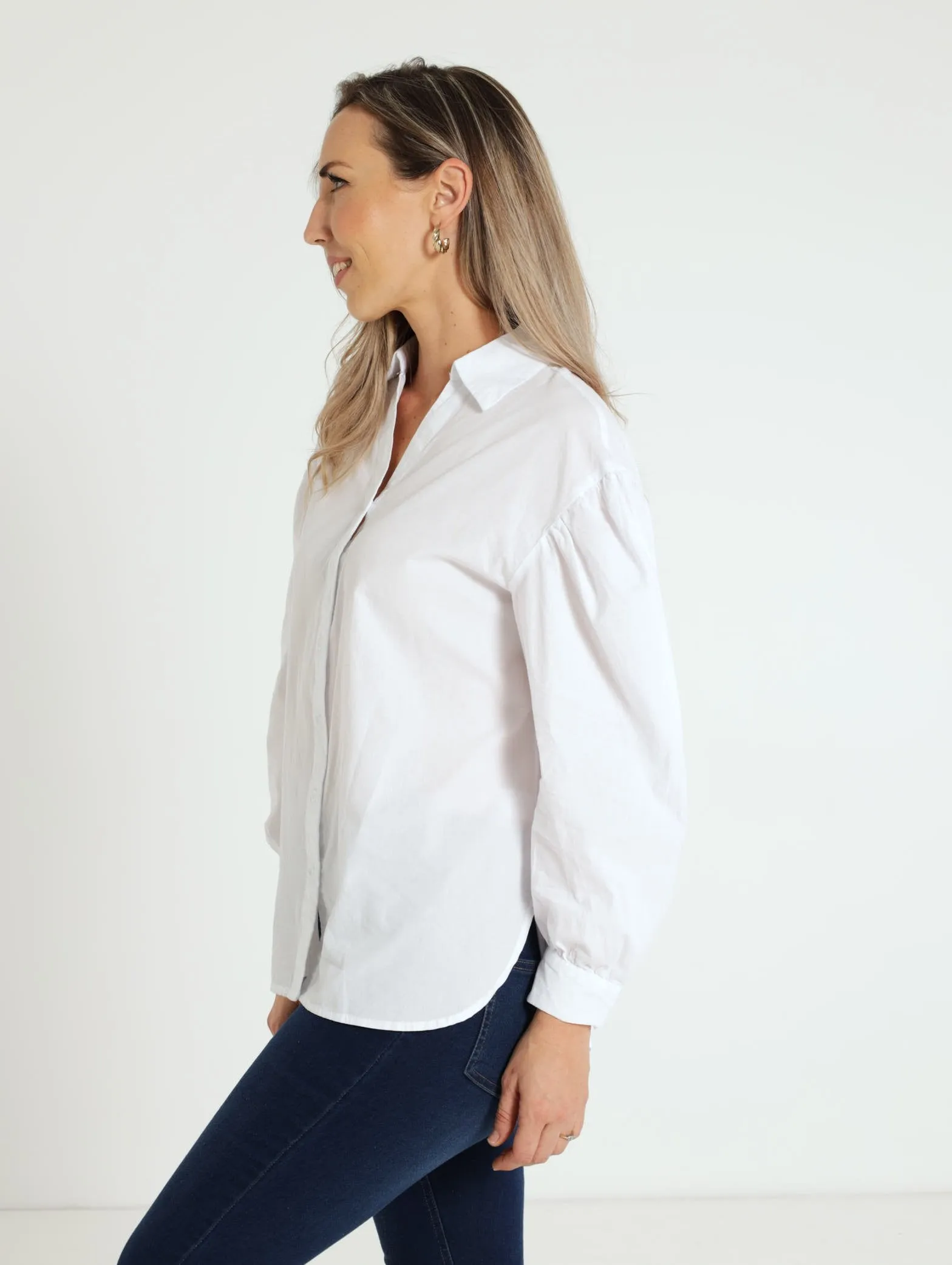 Long Sleeve Romantic Poplin Shirt - Bright White