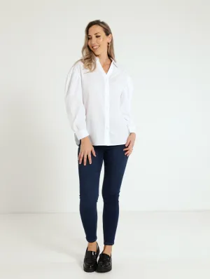 Long Sleeve Romantic Poplin Shirt - Bright White