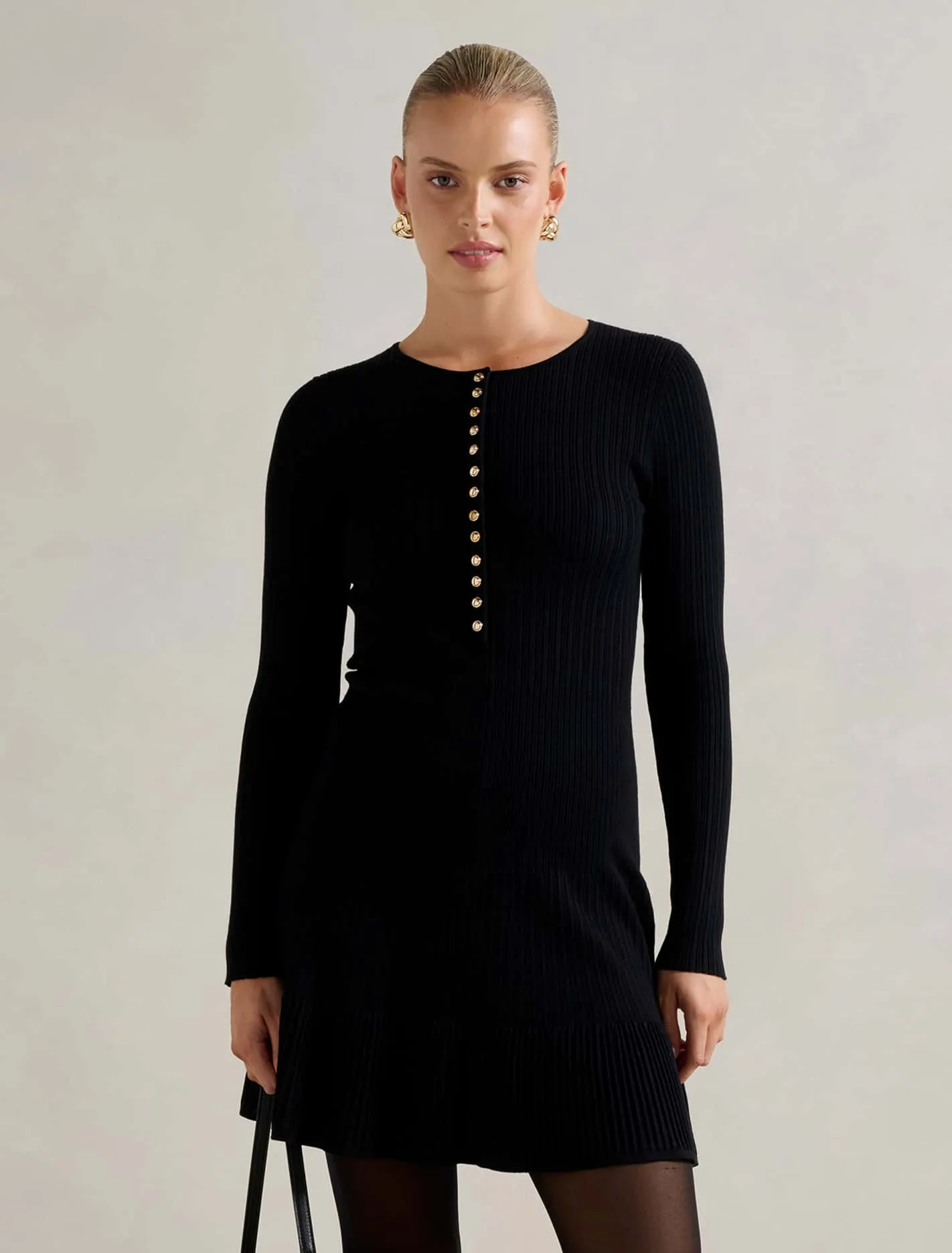 Louise Button Through Knit Mini Dress