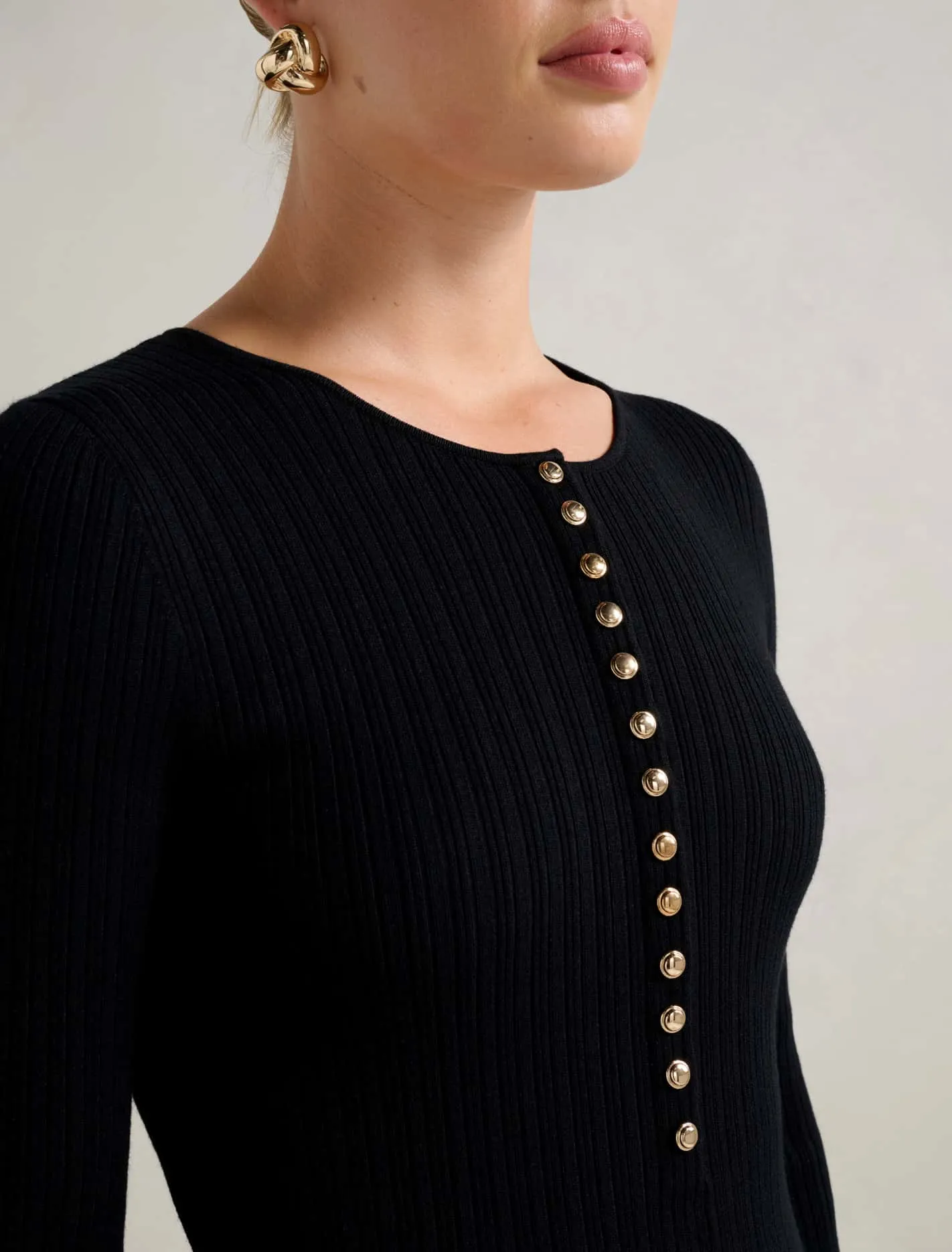 Louise Button Through Knit Mini Dress