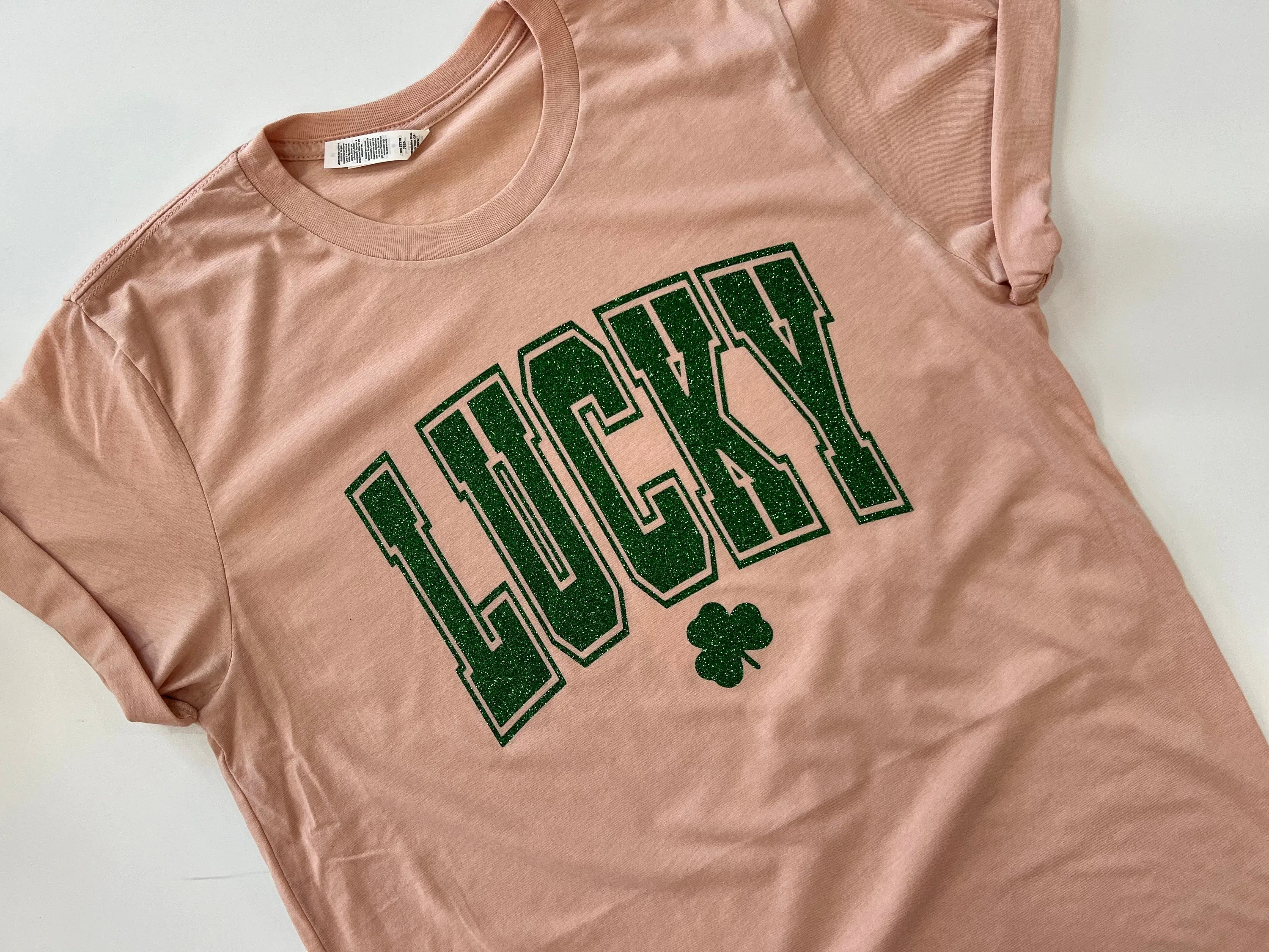 Lucky Varsity Glitter St. Patricks Day T-Shirt