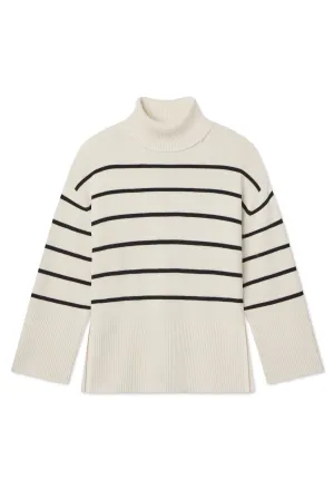 Madeline Sweater in Ivory Black Stripe