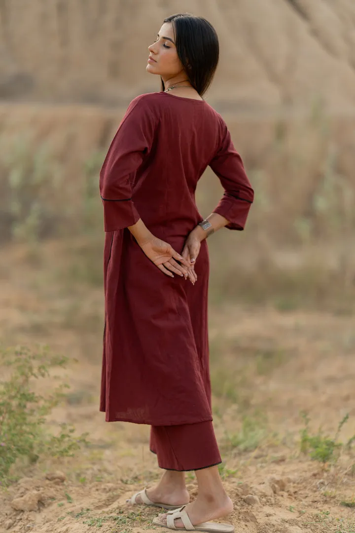 Mahogany Maroon Kurta Set