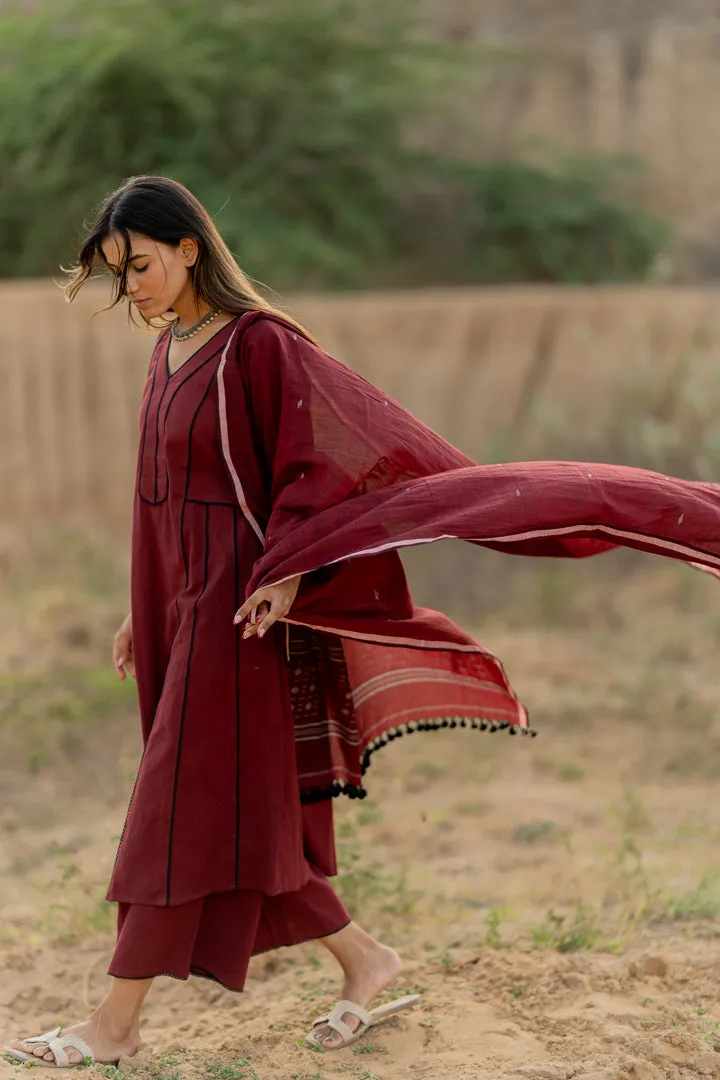Mahogany Maroon Kurta Set