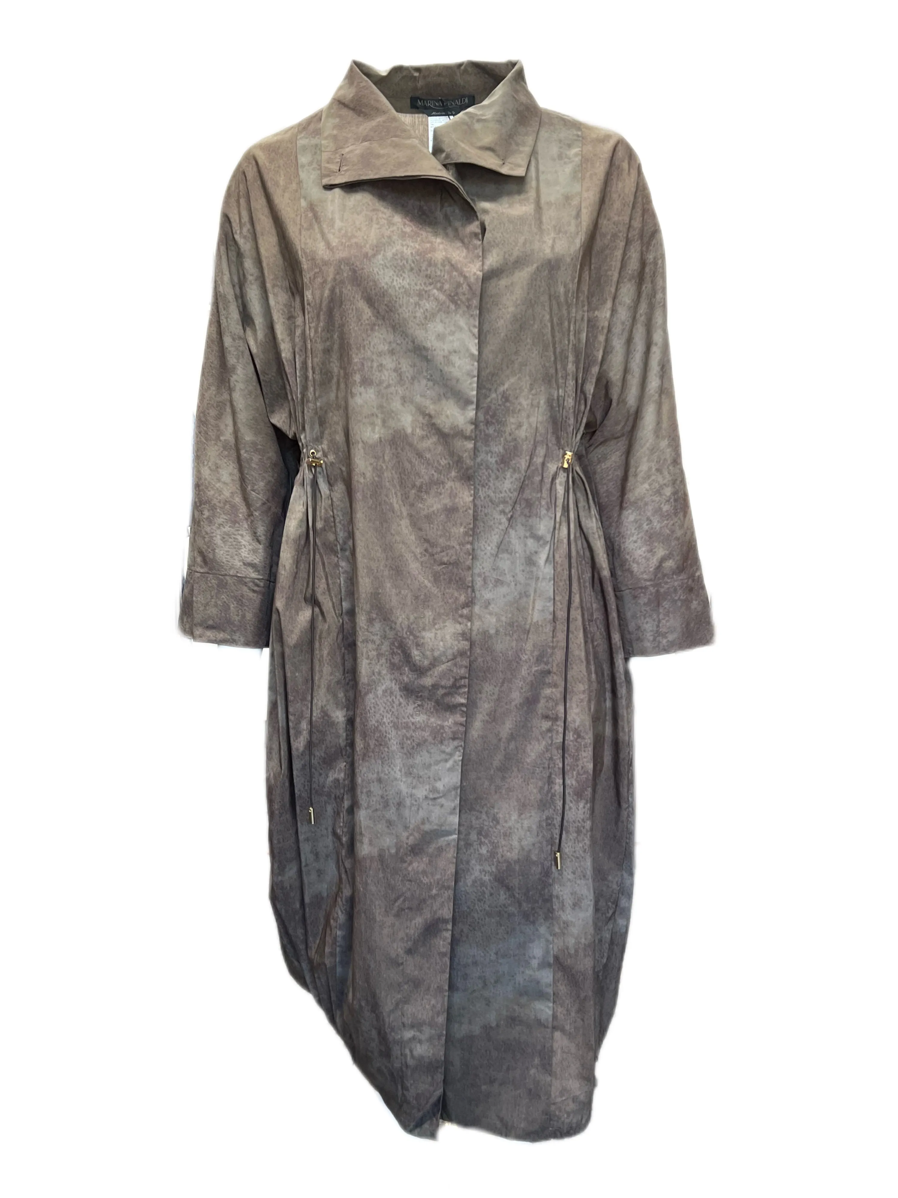 Marina Rinaldi Women's Brown Tebe Elastic Waist Rain Coat Size NWT