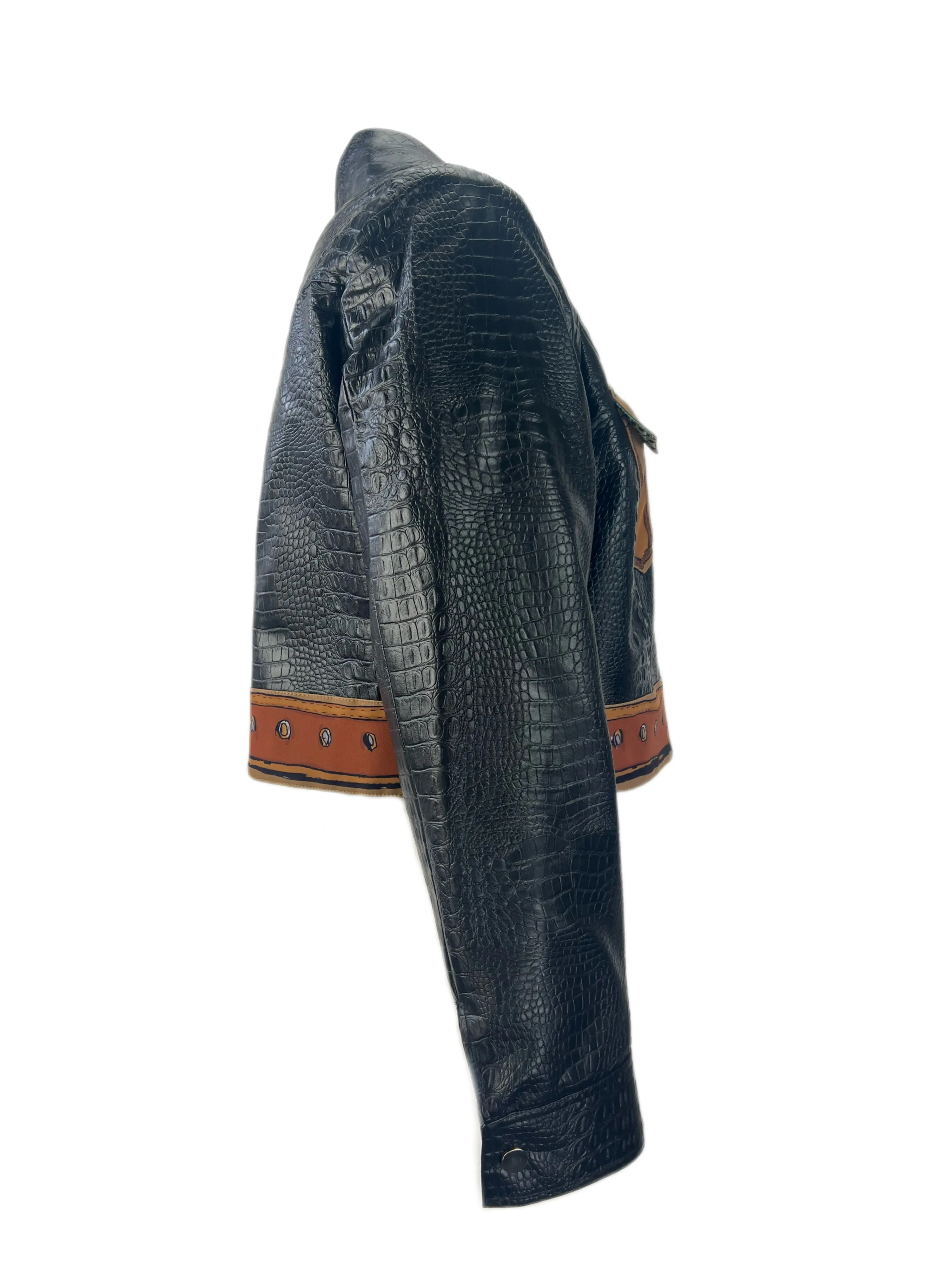 Marina Rinaldi Women's Nero Chiara Faux Leather Jacket Size 18W/27 NWT