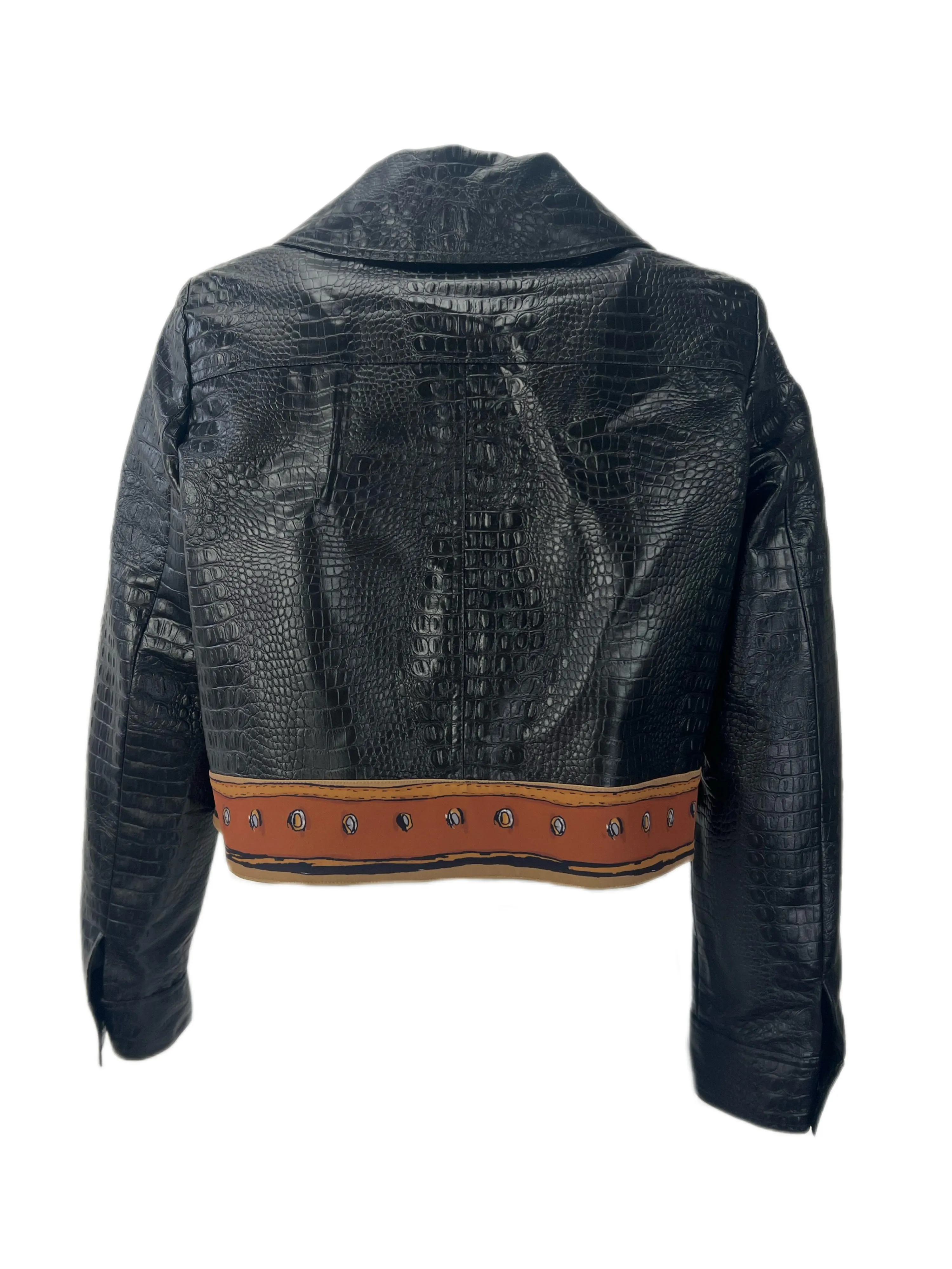 Marina Rinaldi Women's Nero Chiara Faux Leather Jacket Size 18W/27 NWT