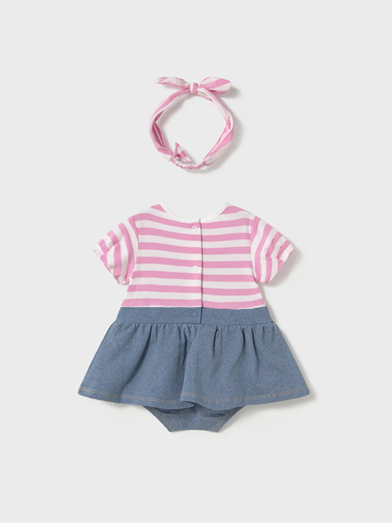 Mayoral Baby Girl Dunagree Romper & Matching Headband - 2 Colours