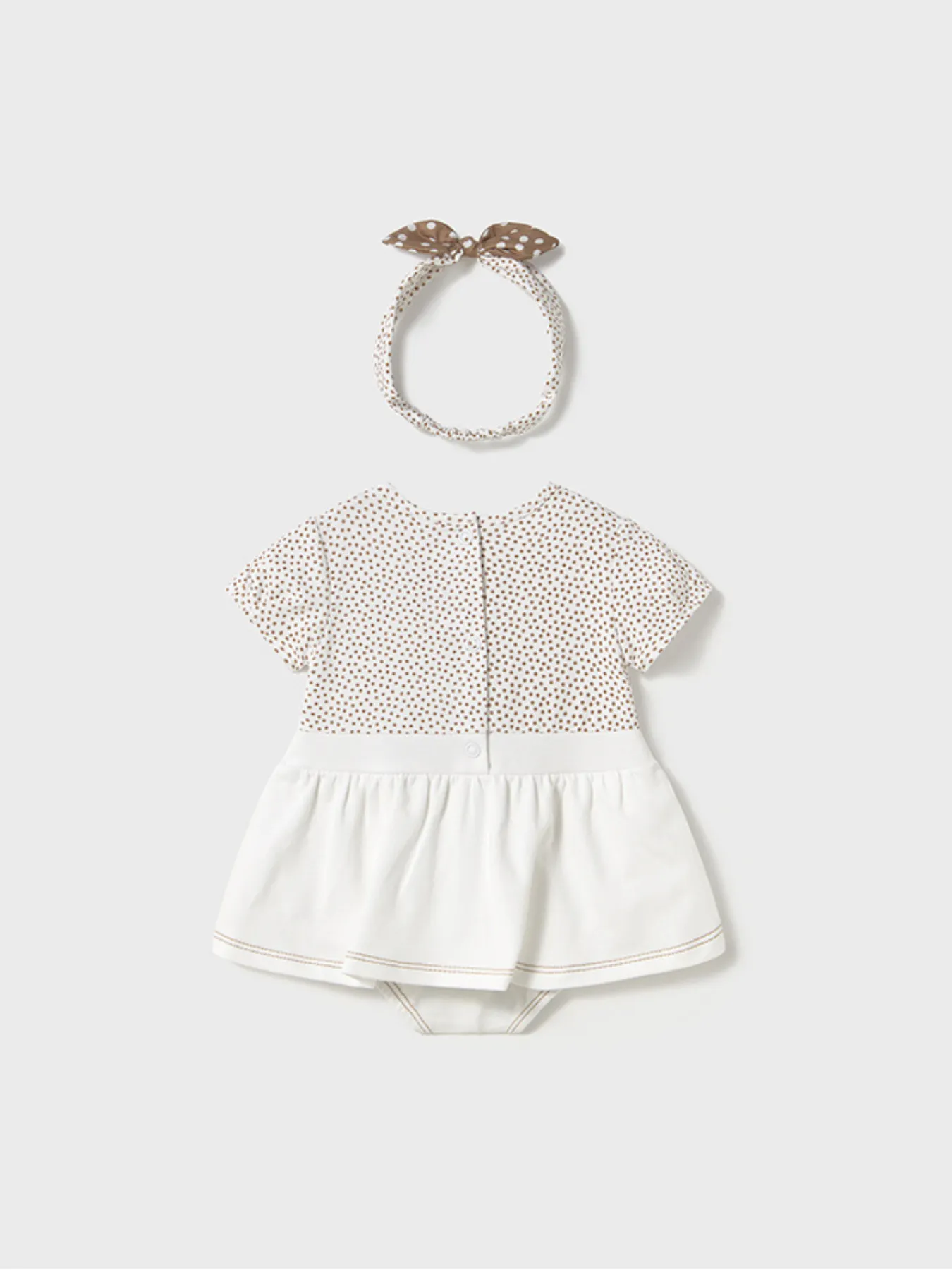 Mayoral Baby Girl Dunagree Romper & Matching Headband - 2 Colours