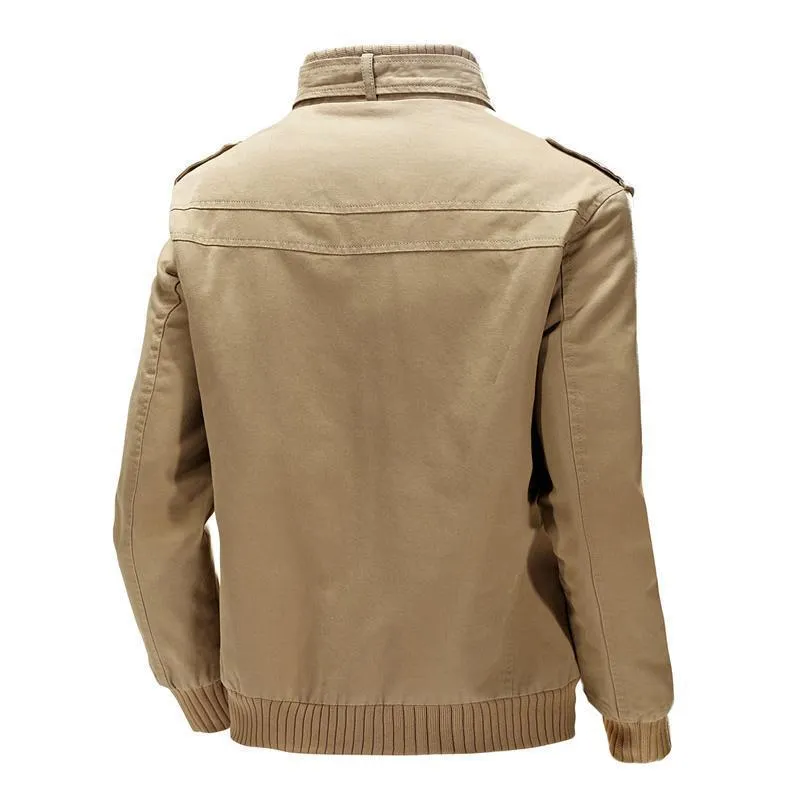 Men's Autumn Military Jacket with Stand Collar