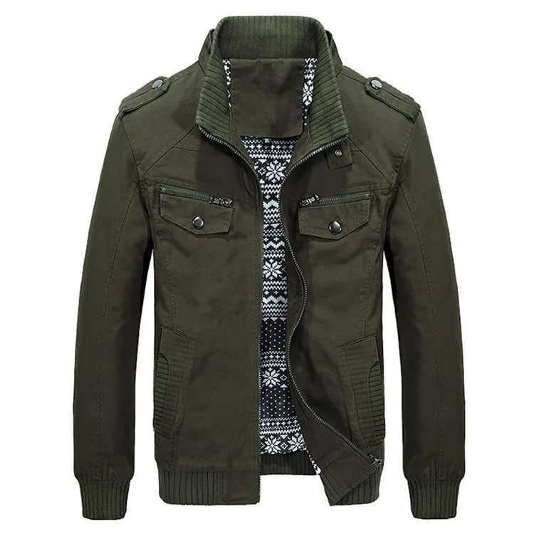 Men's Autumn Military Jacket with Stand Collar