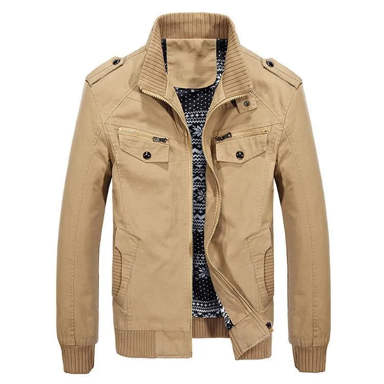Men's Autumn Military Jacket with Stand Collar