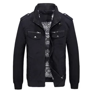 Men's Autumn Military Jacket with Stand Collar