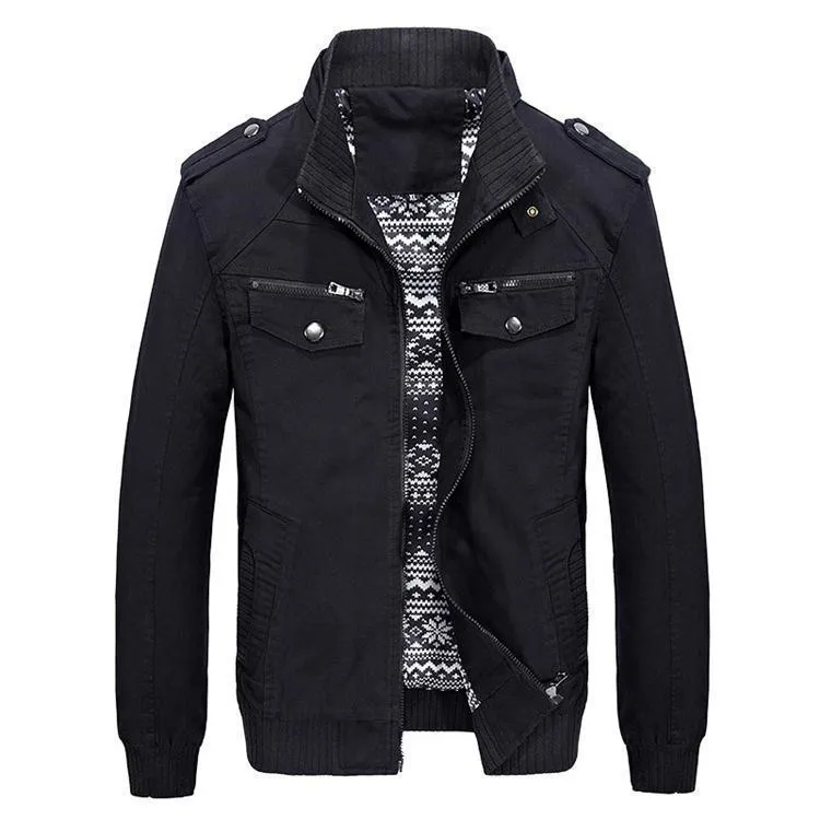 Men's Autumn Military Jacket with Stand Collar