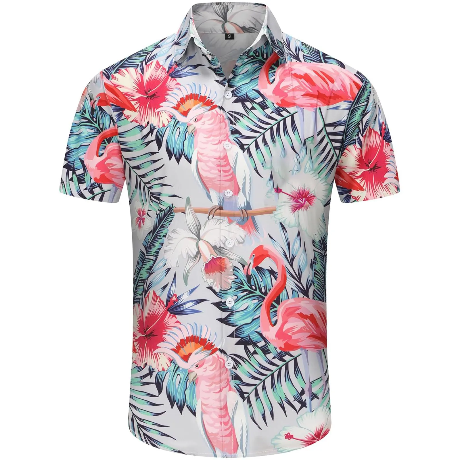 Men's Hawaiian Shirt Tops Vintage Short Sleeve Button Down Beach Shirt Male Tropical Floral Summer Pullover Party Holiday