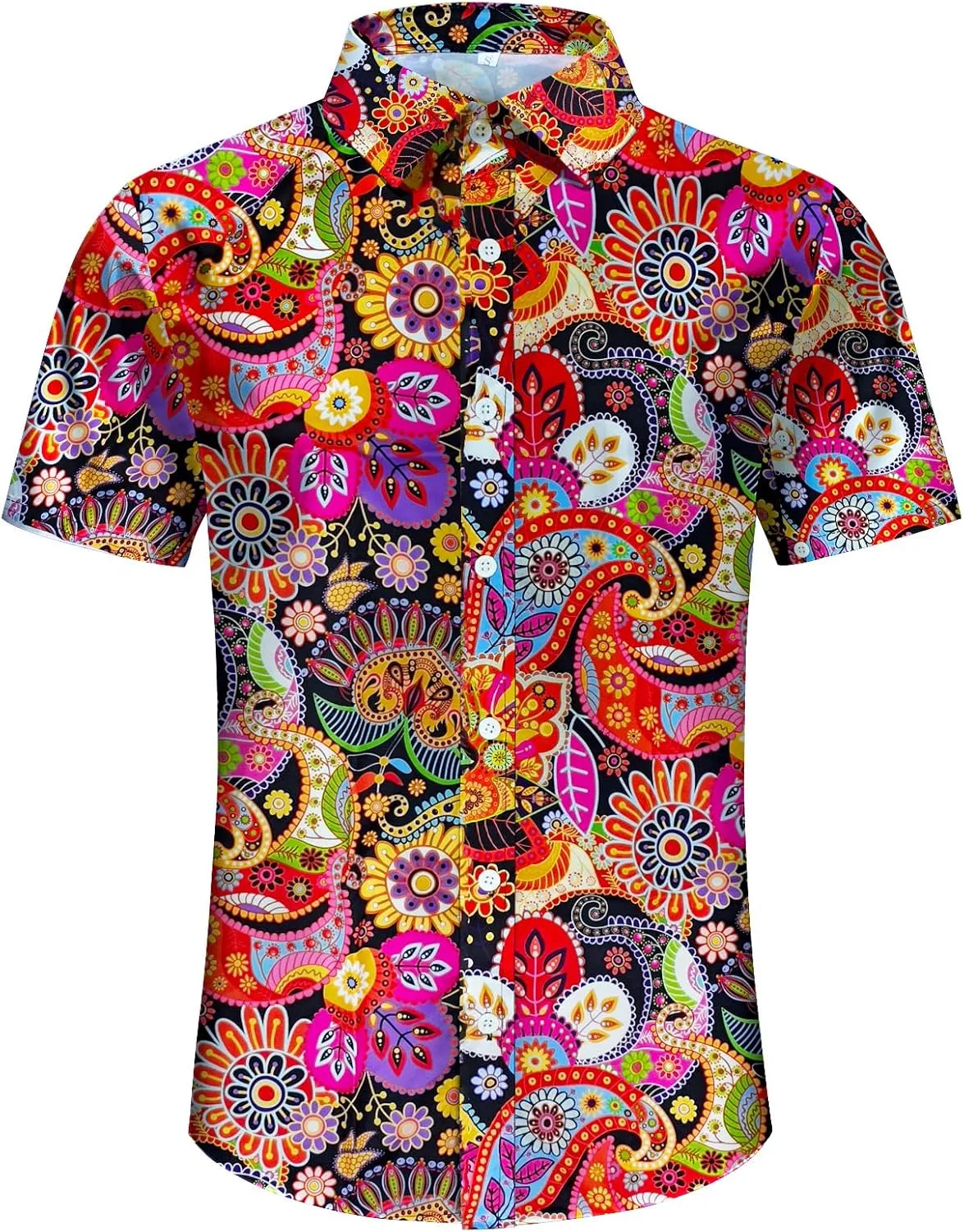 Men's Hawaiian Shirt Tops Vintage Short Sleeve Button Down Beach Shirt Male Tropical Floral Summer Pullover Party Holiday