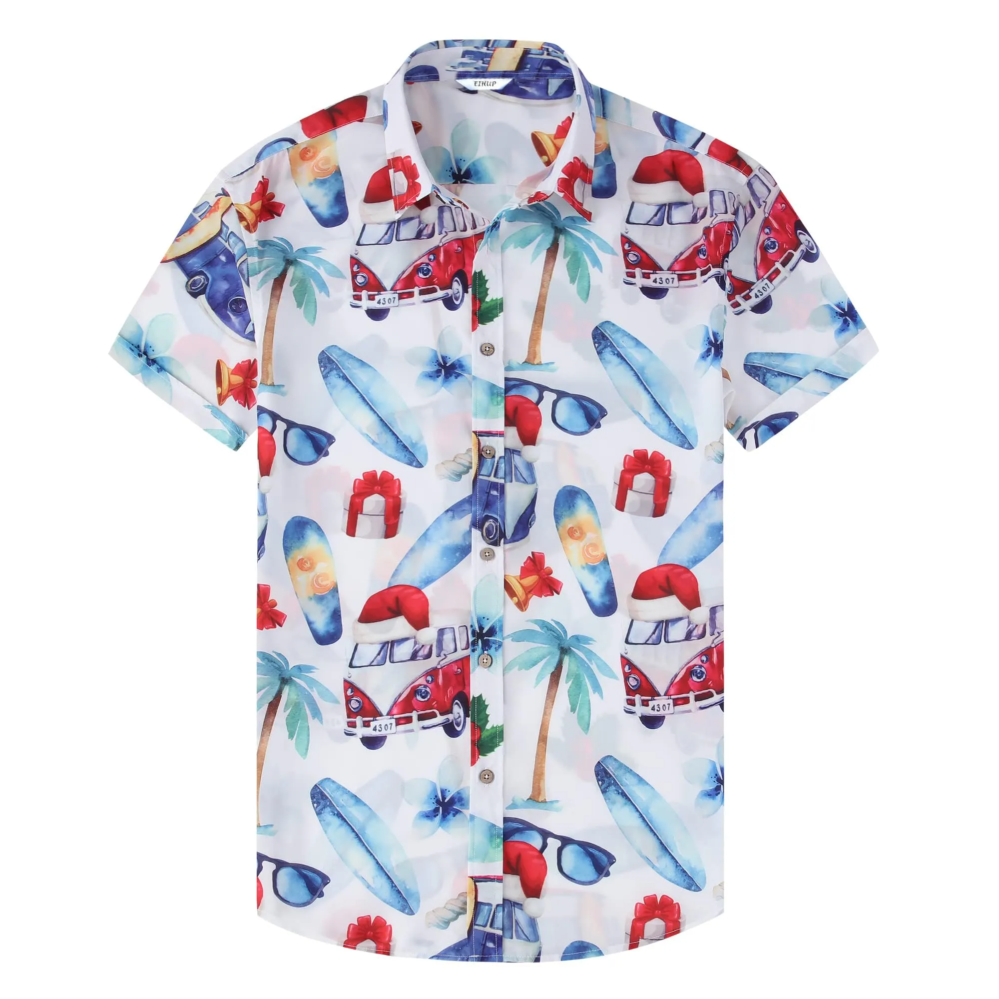 Men's Hawaiian Shirt Tops Vintage Short Sleeve Button Down Beach Shirt Male Tropical Floral Summer Pullover Party Holiday