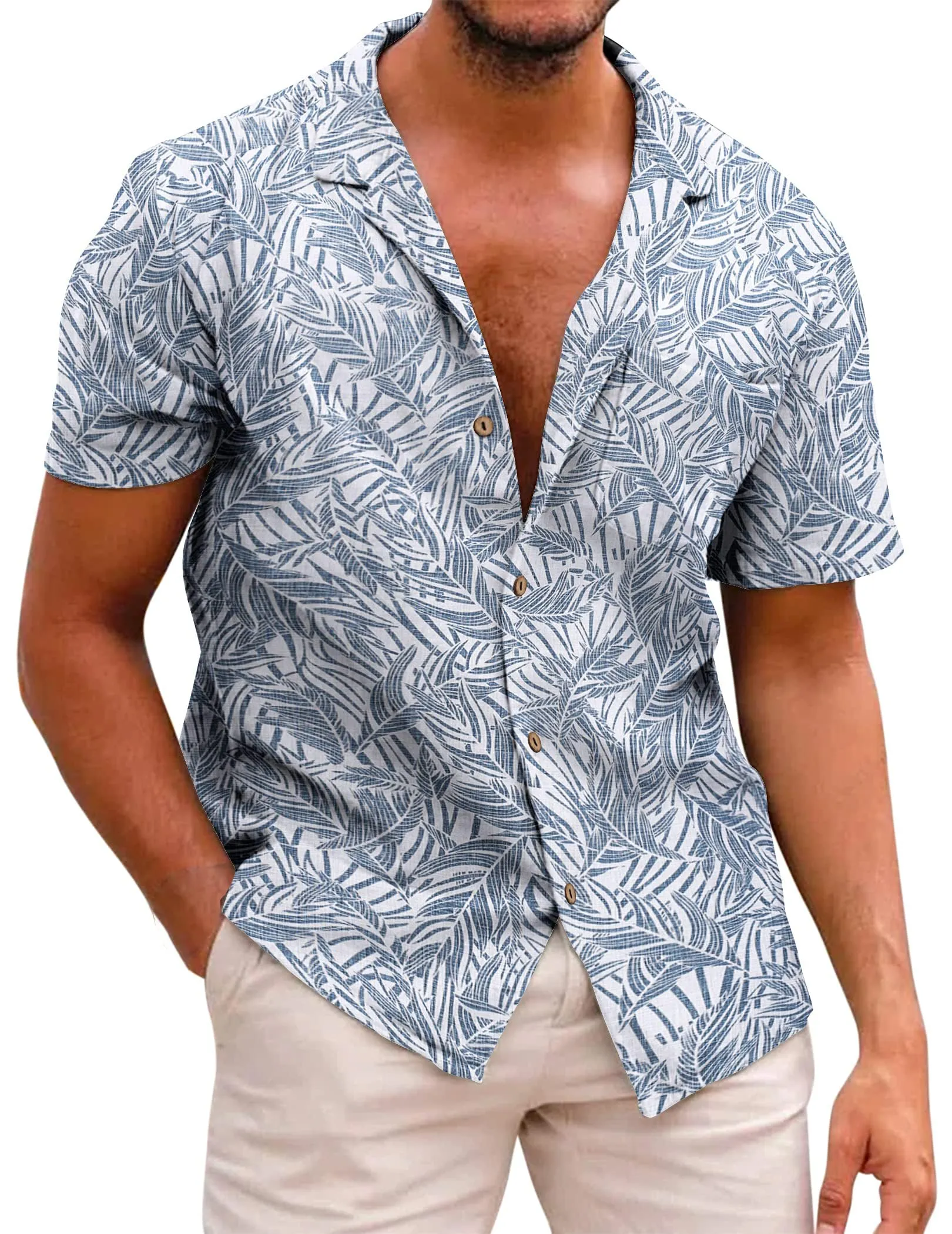 Men's Hawaiian Shirt Tops Vintage Short Sleeve Button Down Beach Shirt Male Tropical Floral Summer Pullover Party Holiday