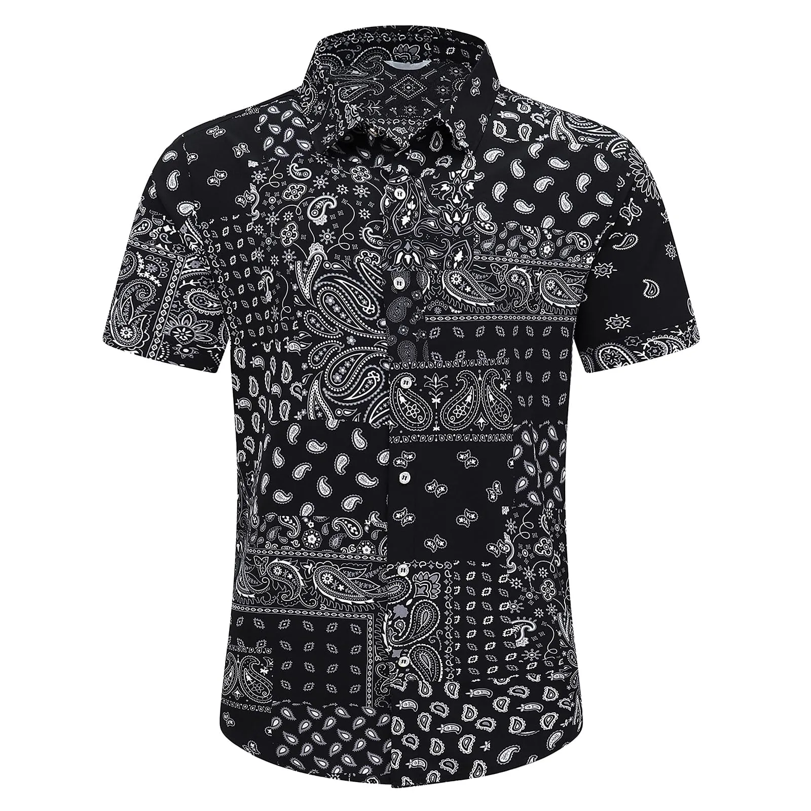 Men's Hawaiian Shirt Tops Vintage Short Sleeve Button Down Beach Shirt Male Tropical Floral Summer Pullover Party Holiday