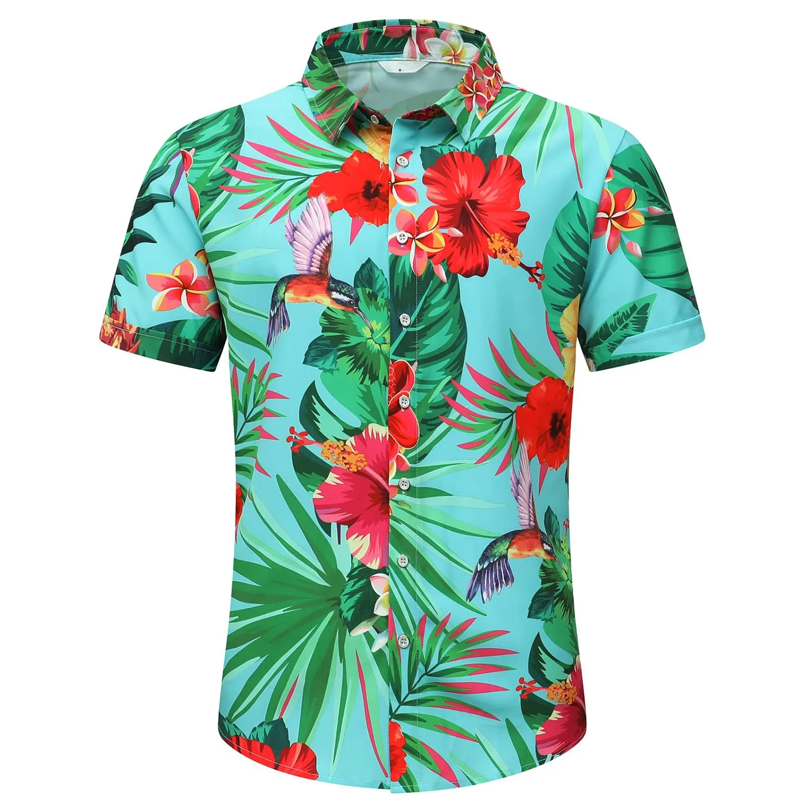 Men's Hawaiian Shirt Tops Vintage Short Sleeve Button Down Beach Shirt Male Tropical Floral Summer Pullover Party Holiday