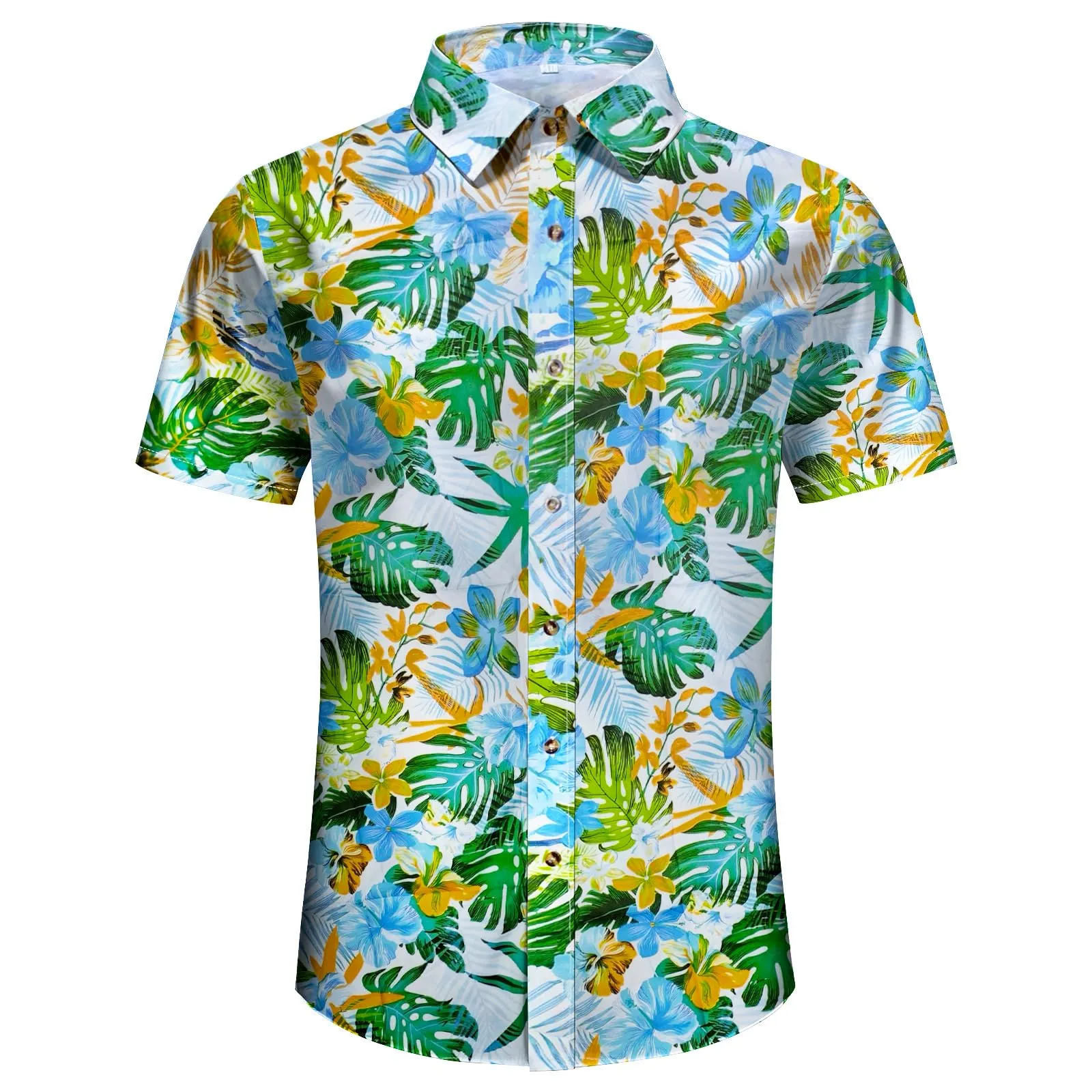 Men's Hawaiian Shirt Tops Vintage Short Sleeve Button Down Beach Shirt Male Tropical Floral Summer Pullover Party Holiday